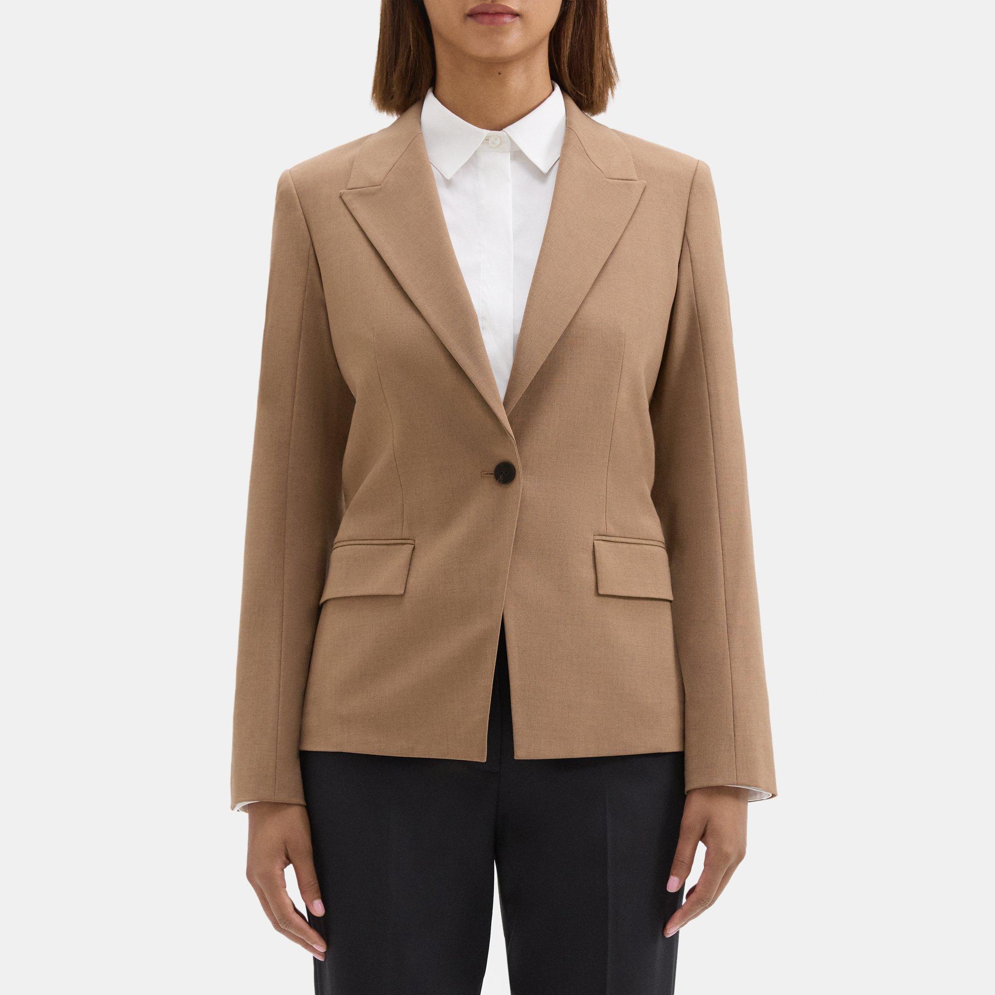 Theory Angled Blazer In Sevona Stretch Wool In Brown