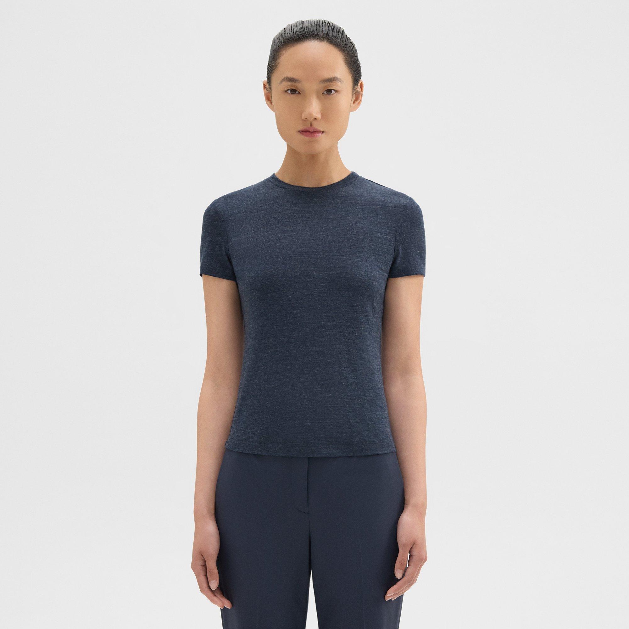 THEORY TINY TEE IN MÉLANGE WOOL JERSEY