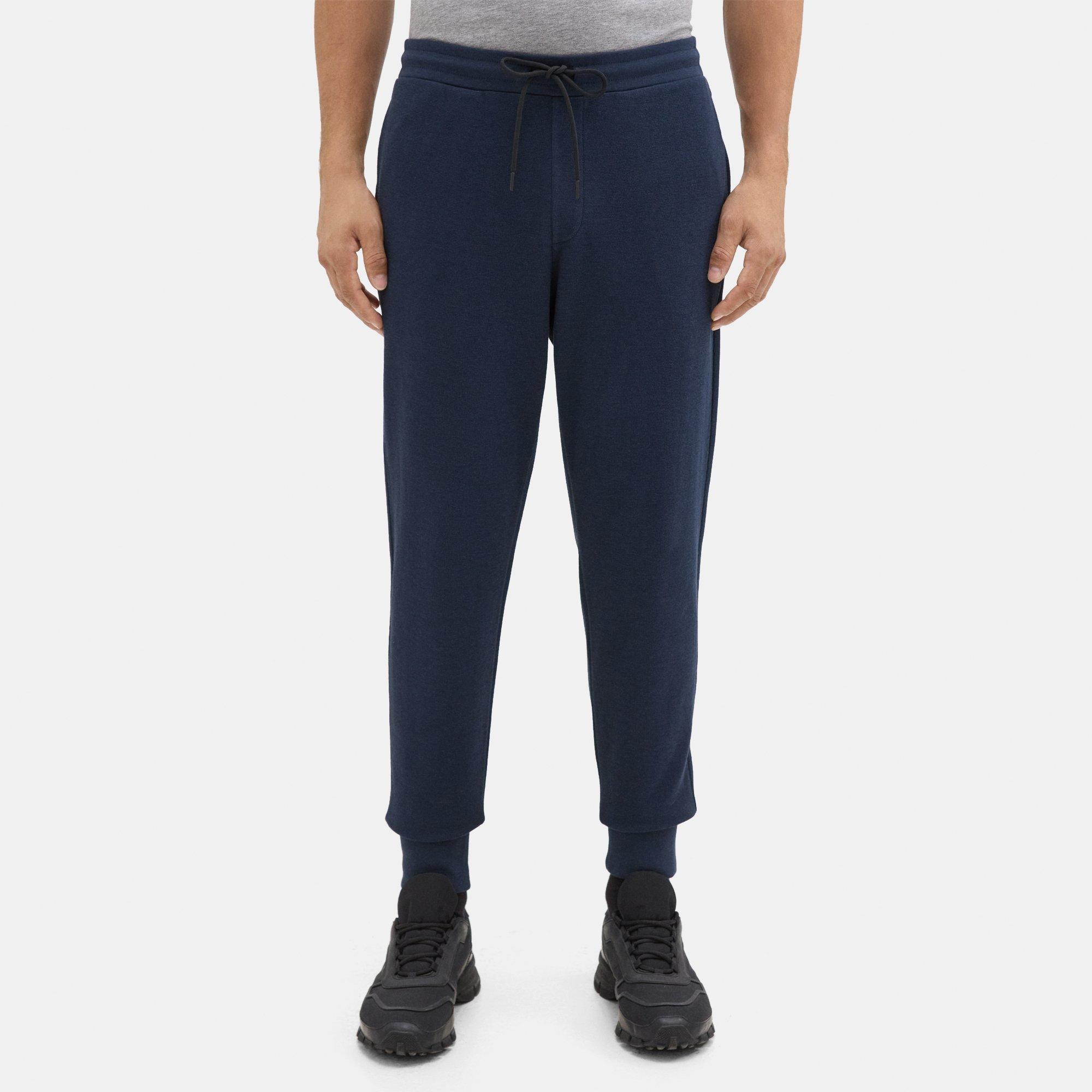 Theory Essential Sweatpant In Cotton Waffle Knit In Black