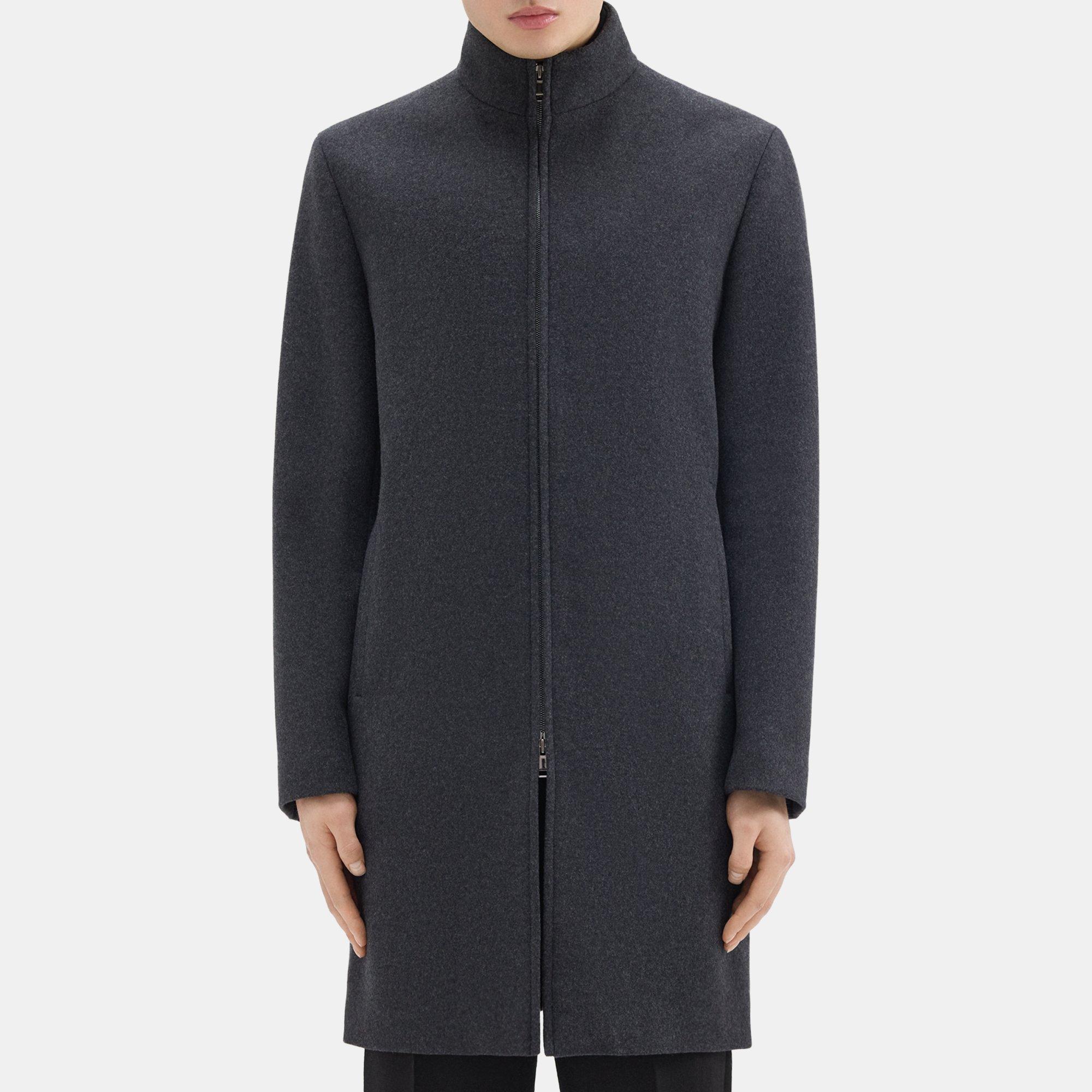 Theory Belvin Coat In Recycled Wool-blend Melton In Pestle Melange