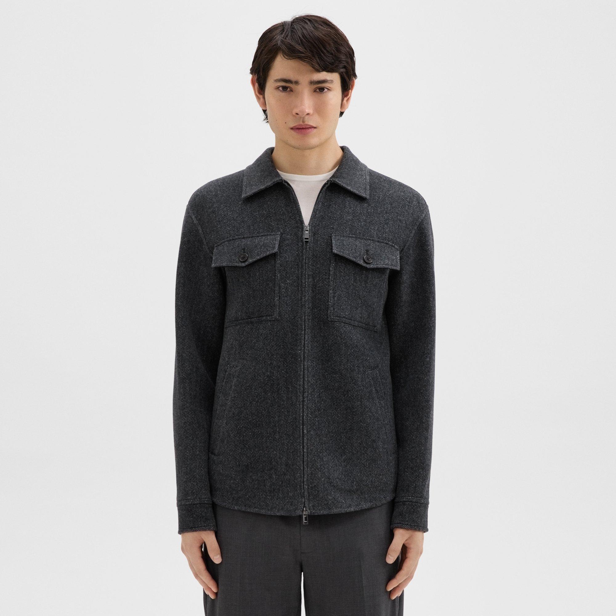 Theory Vena Shirt Jacket In Double-face Wool-cashmere In Black Multi