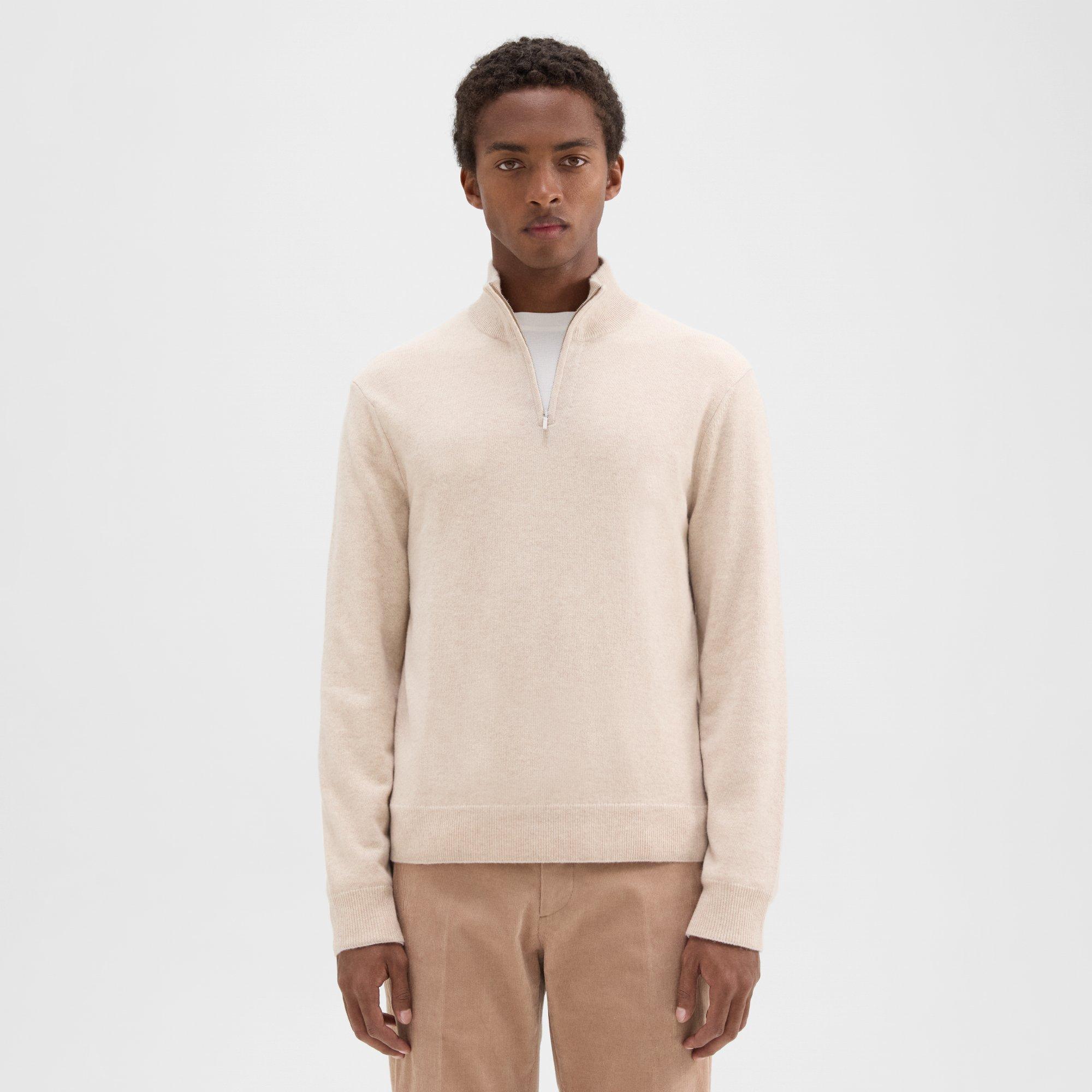 Theory Hilles Quarter-zip Sweater In Cashmere In Wheat