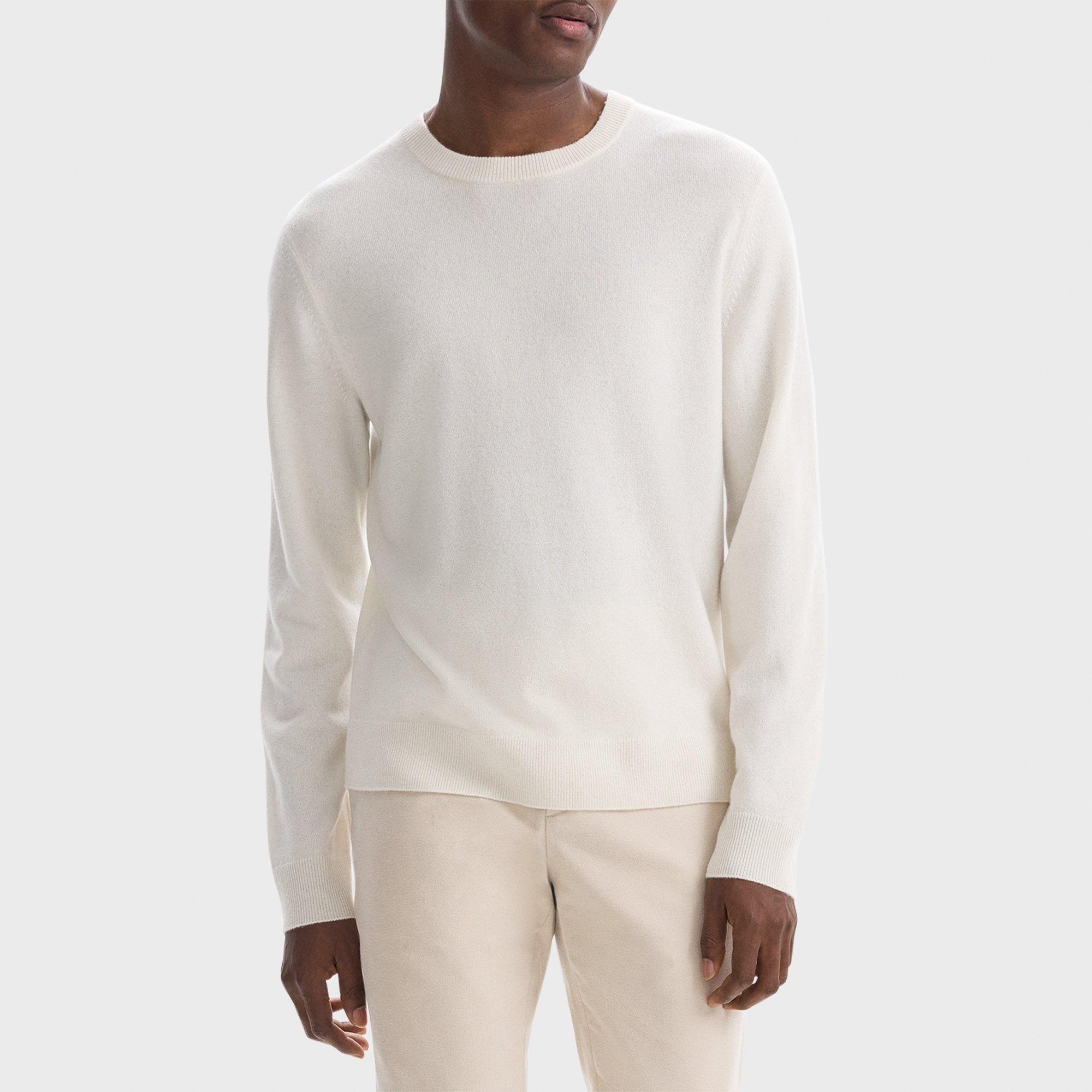 Theory Hilles Crewneck Sweater In Cashmere In White