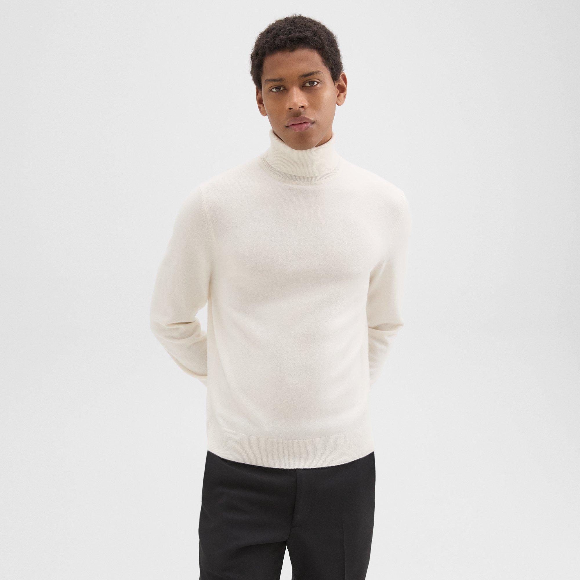 Theory Hilles Turtleneck Sweater In Cashmere In Winter White
