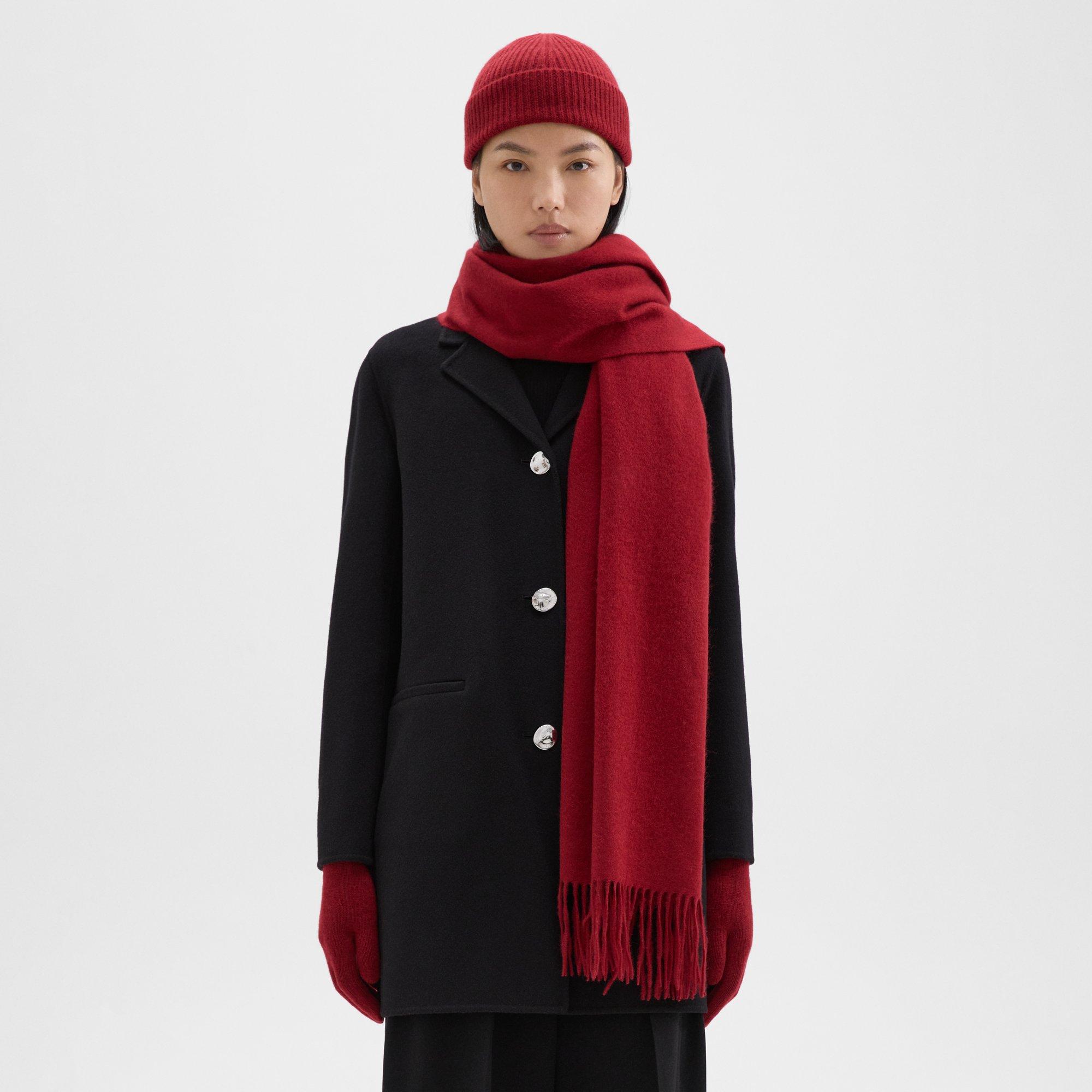 Theory Scarf, Hat & Gloves Set In Cashmere In Red Dahlia