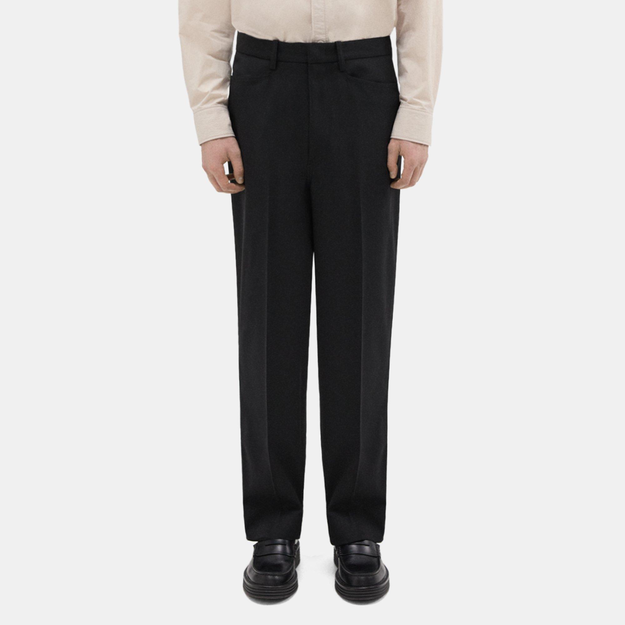 Theory Slim-straight Wool Gabardine Pant In Black