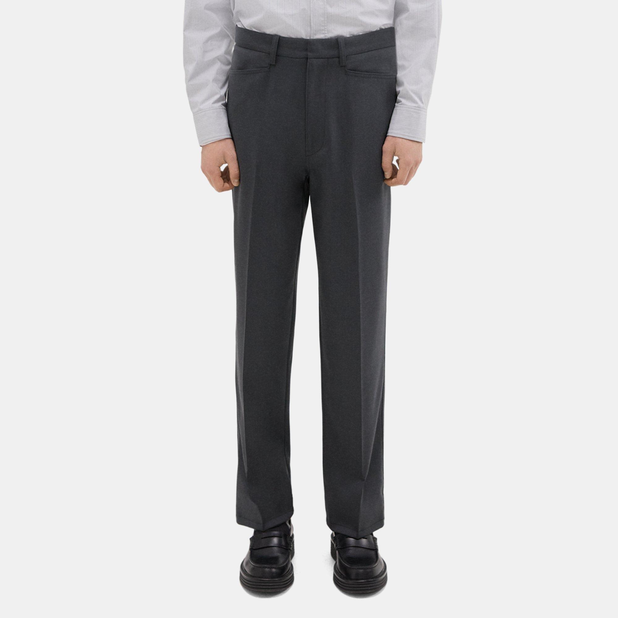 Theory Slim-straight Wool Gabardine Pant In Stone Grey
