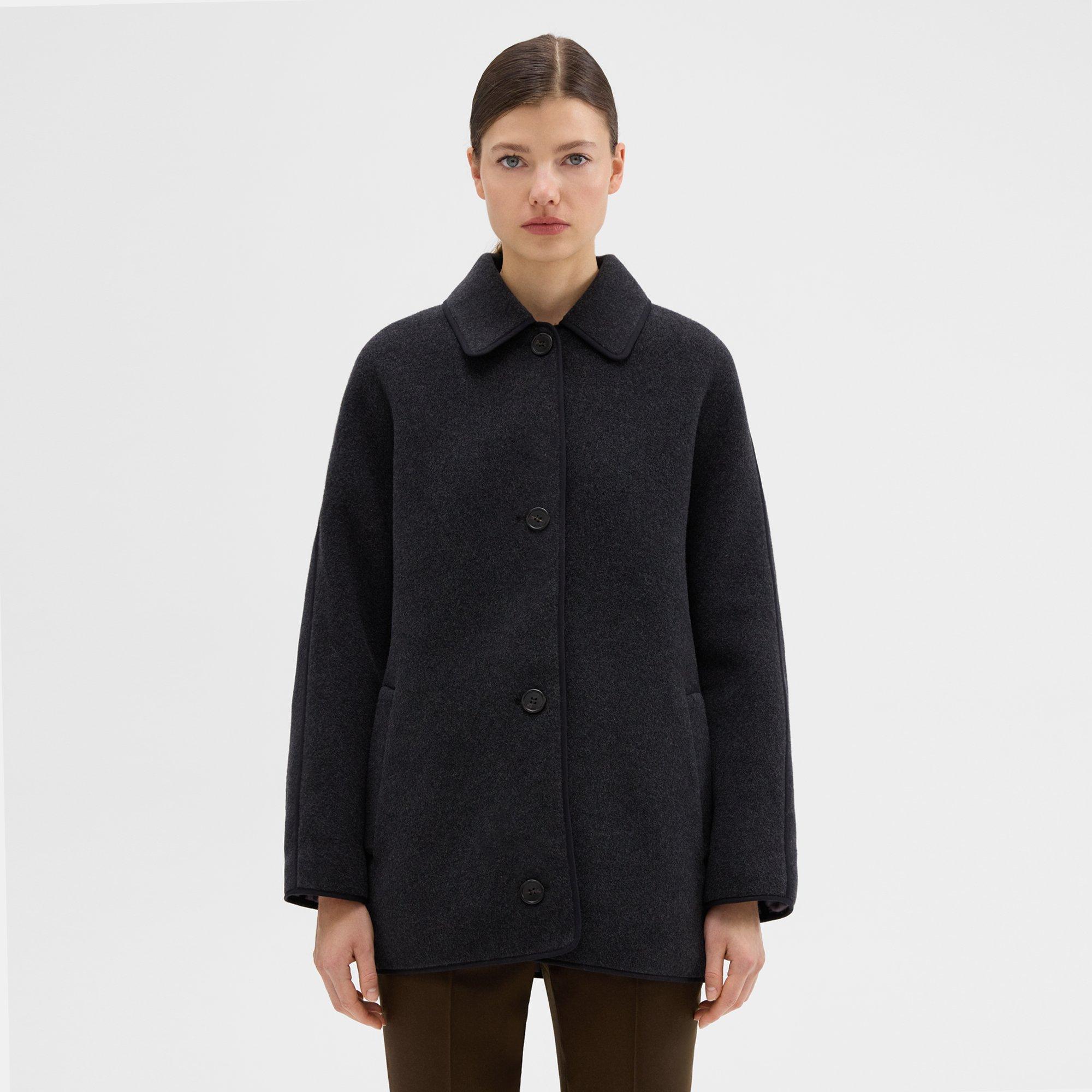 Theory Reversible Recycled Wool Car Coat In Charcoal
