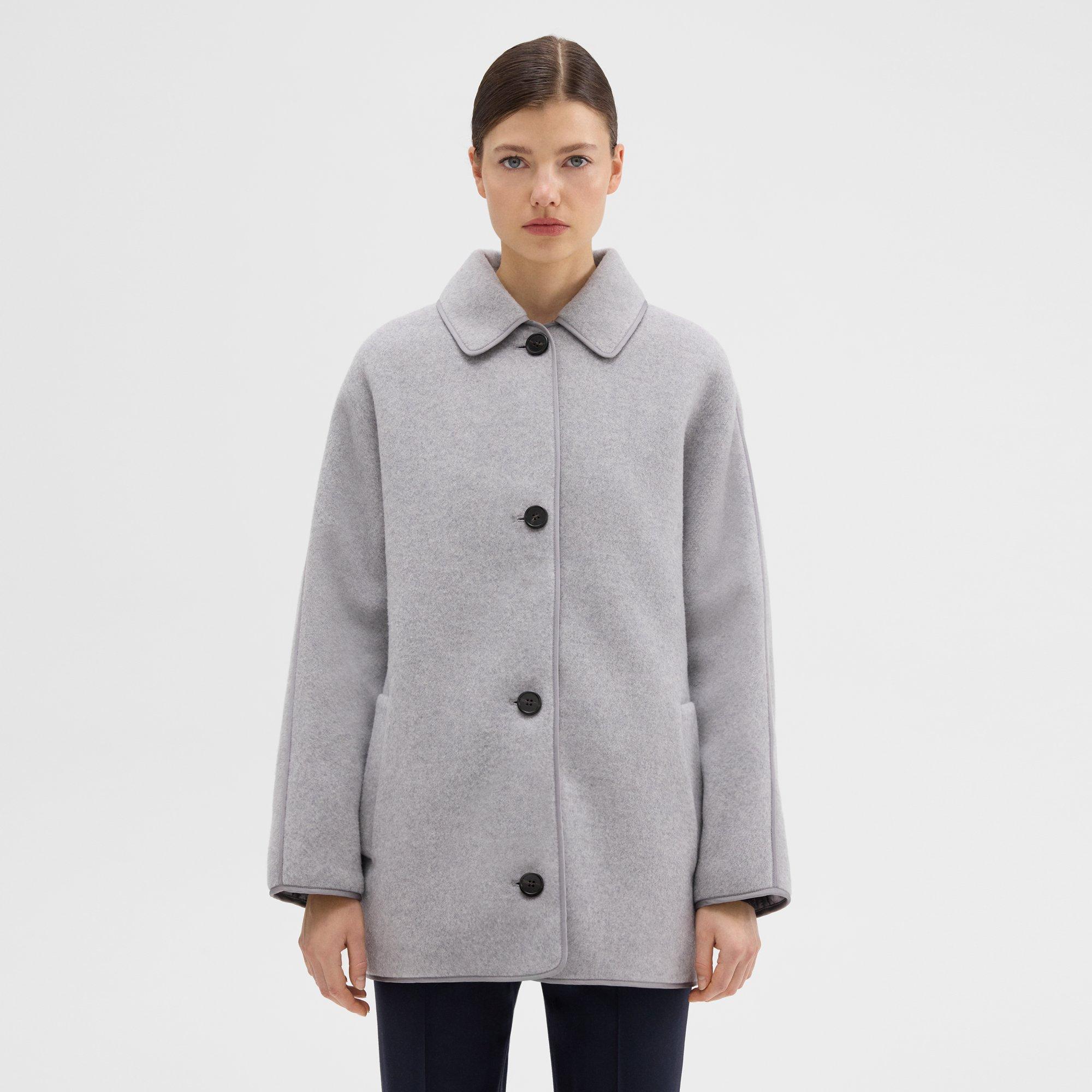 Theory Reversible Recycled Wool Car Coat In Heather Grey