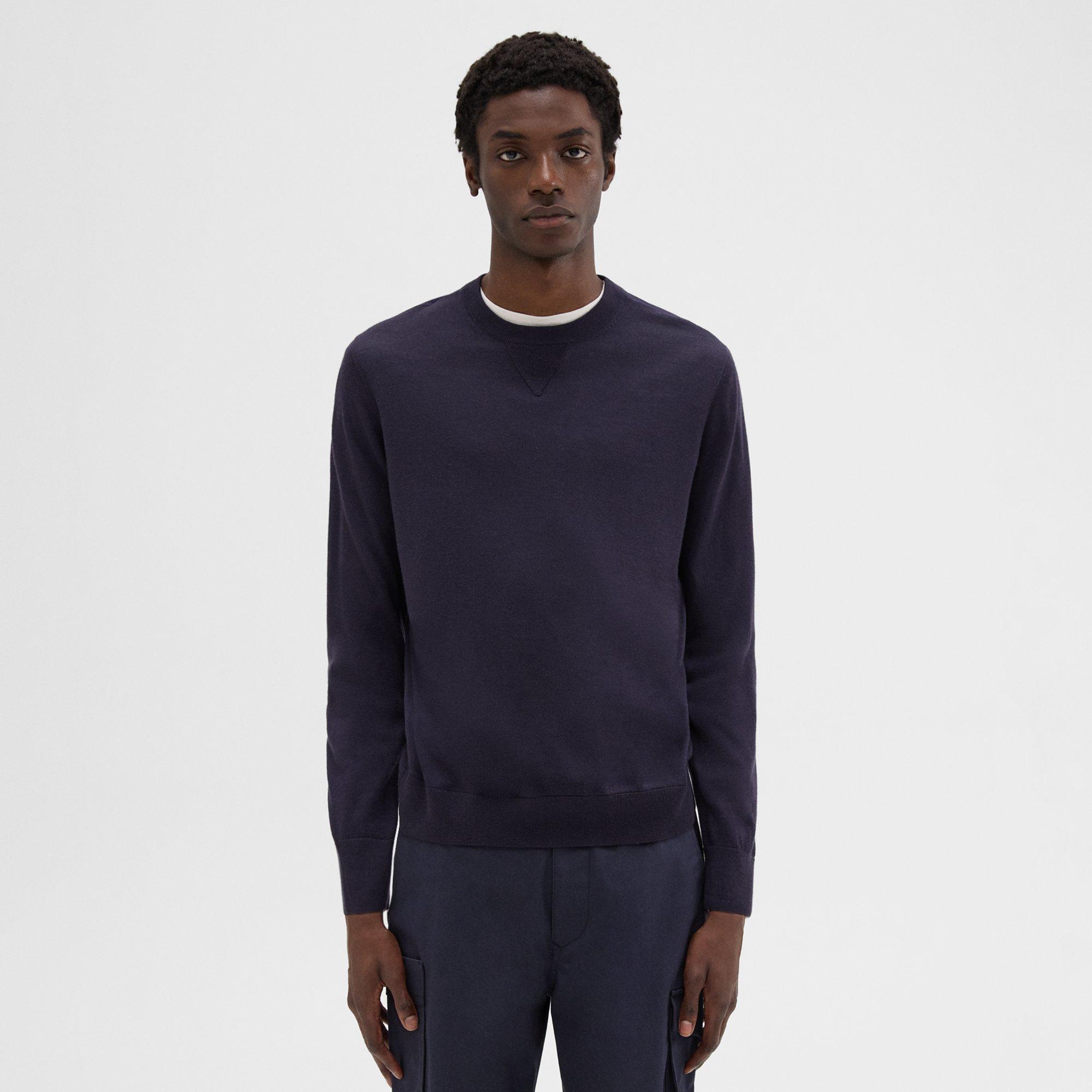 Theory Nylon-wool Combo Sweater In Dark Aubergine/aubergine