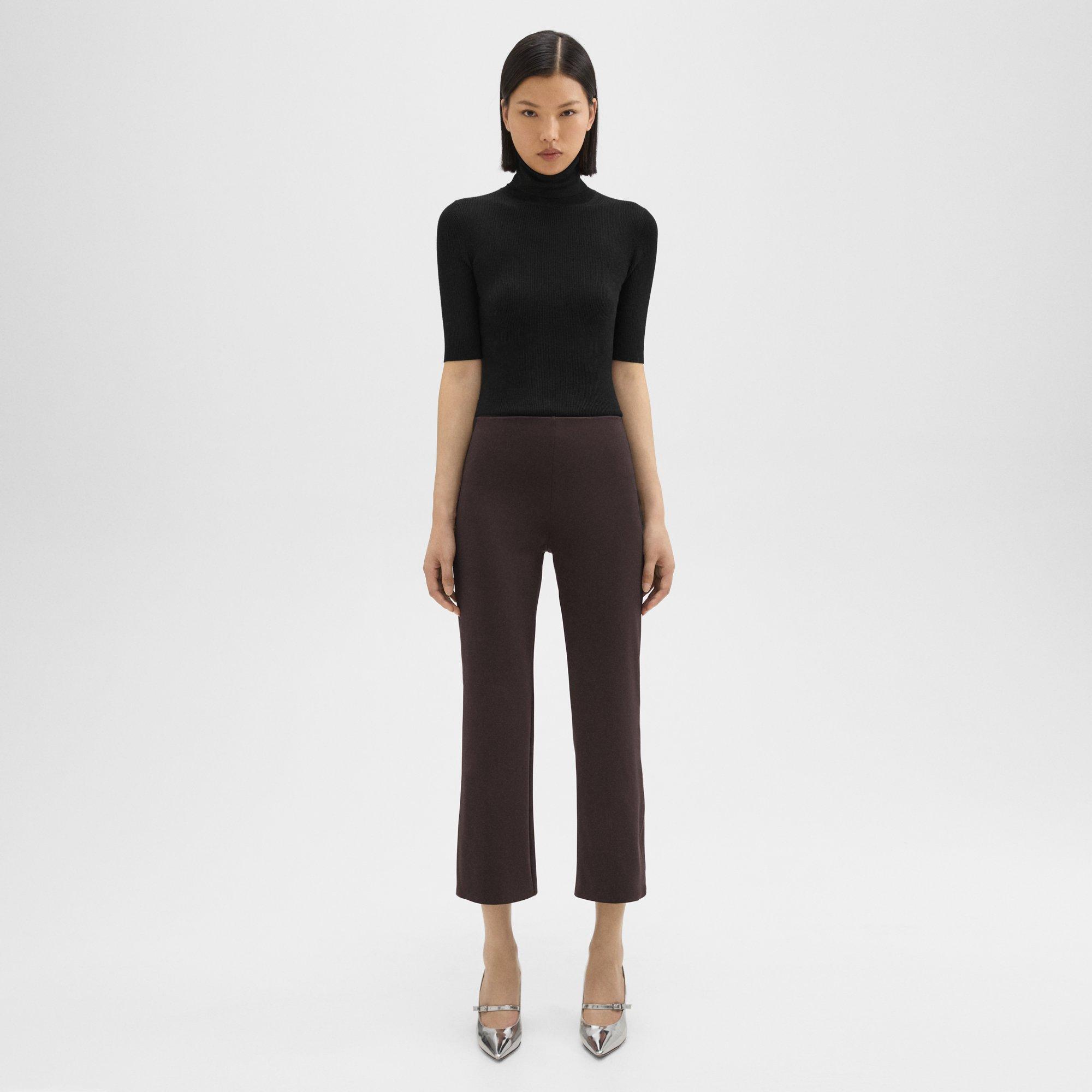 Theory Cropped Kick Pant In Scuba In Mink