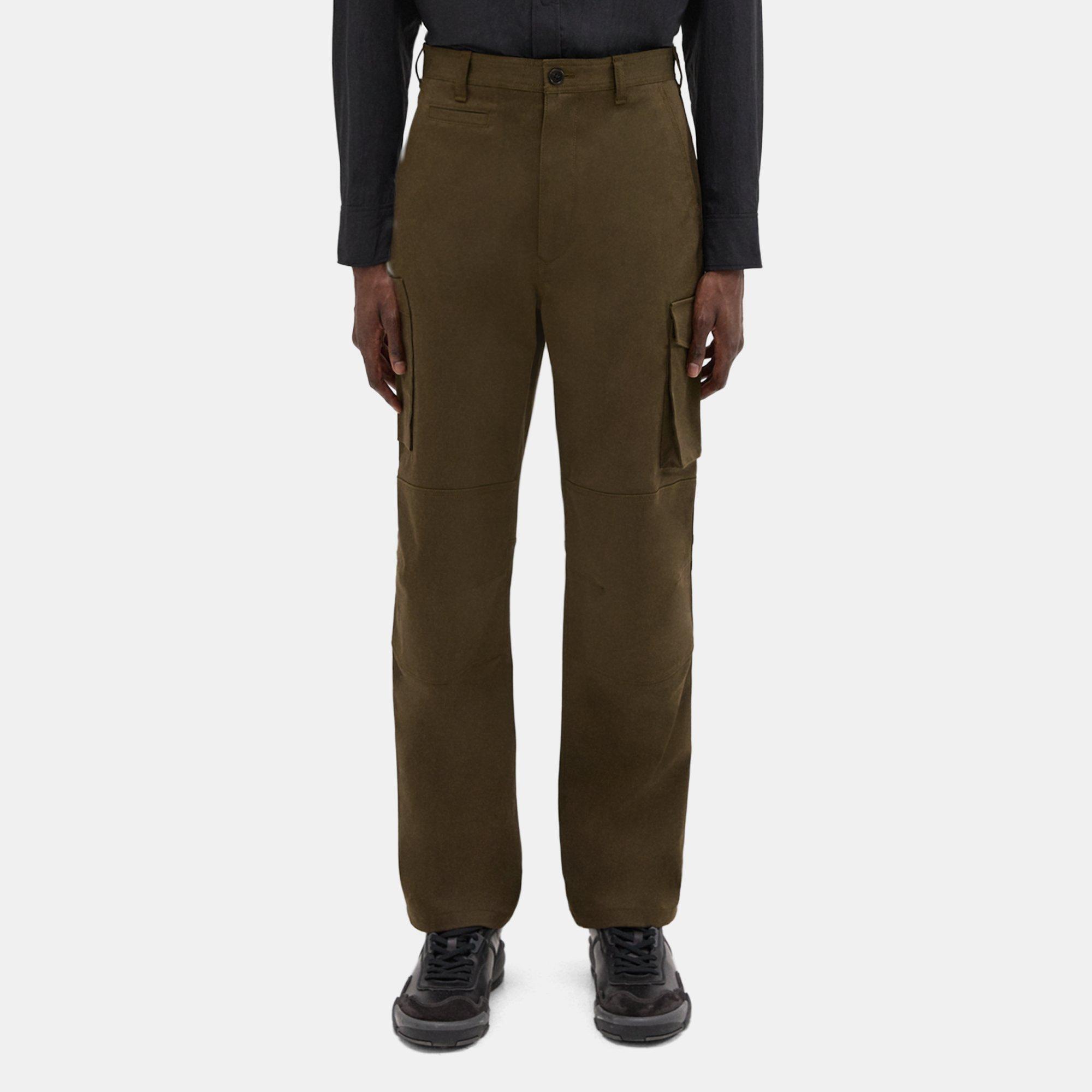 Theory Cotton Twill Cargo Pant In Olive