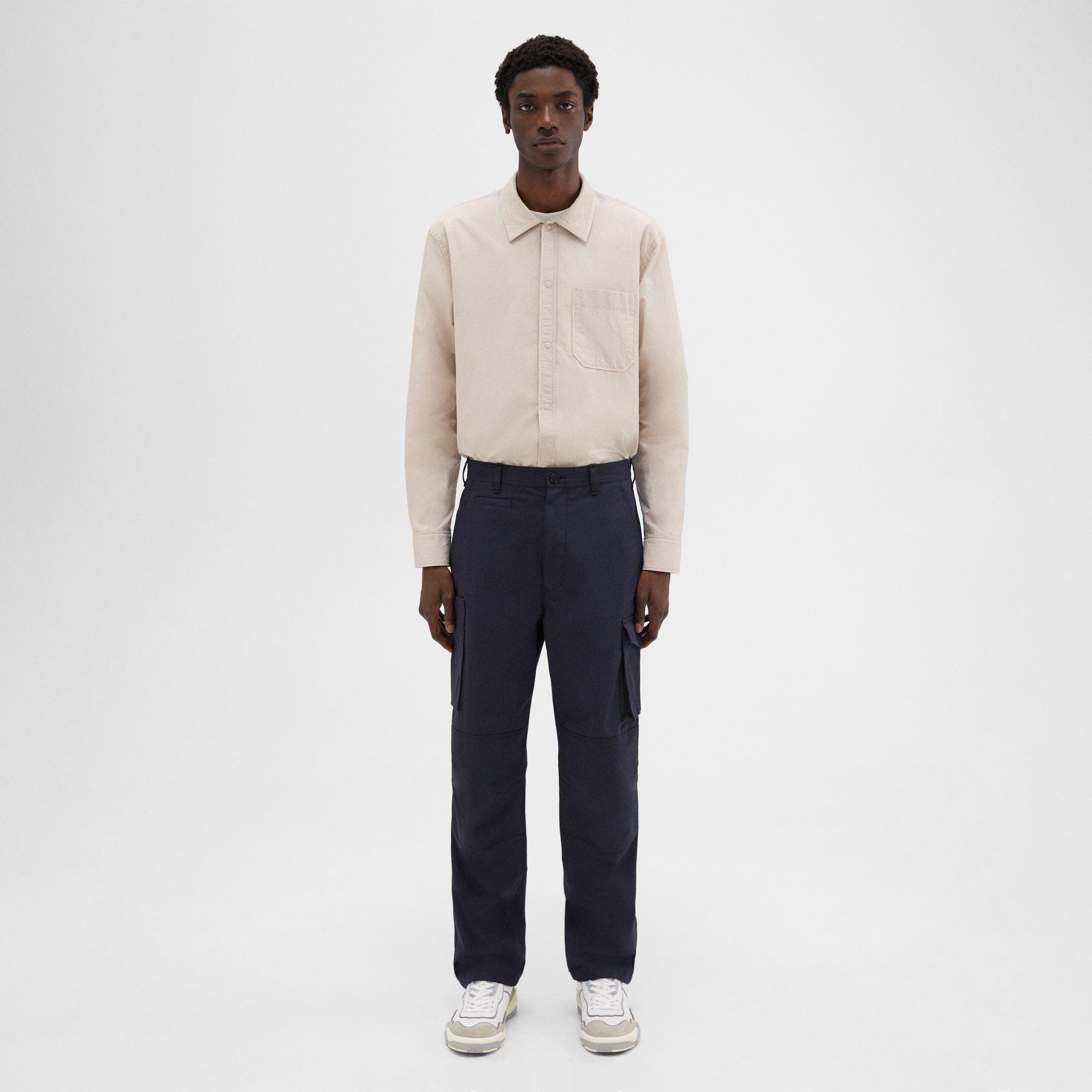 Theory Cotton Twill Cargo Pant In Washed Navy