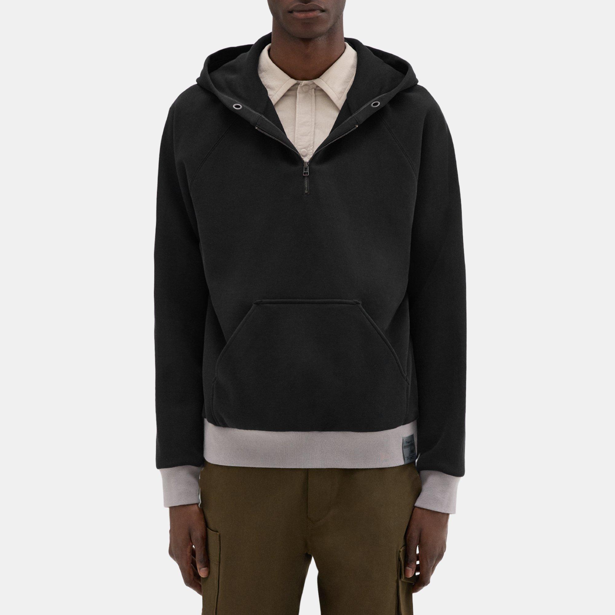 Theory Scuba Quarter-zip Hoodie In Black