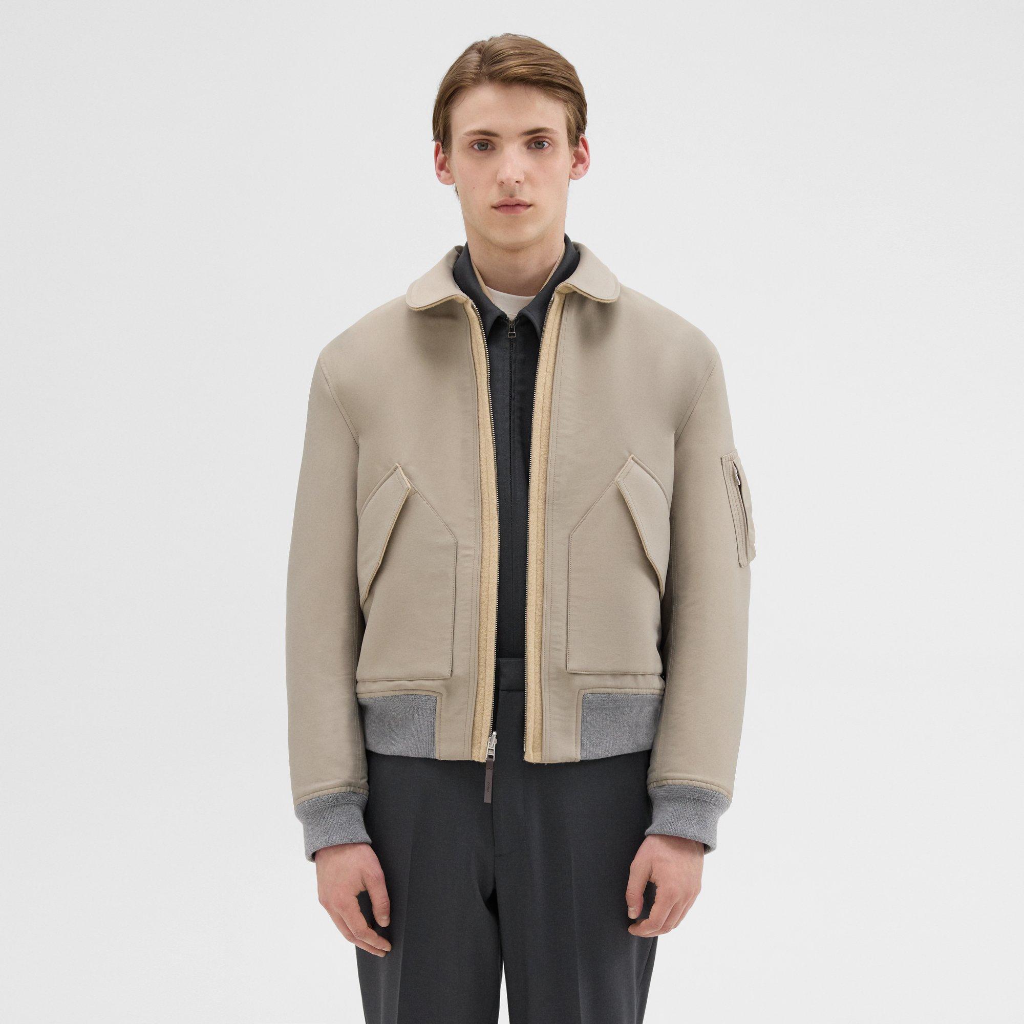 Theory Recycled Poly Reversible Bomber Jacket In Grey