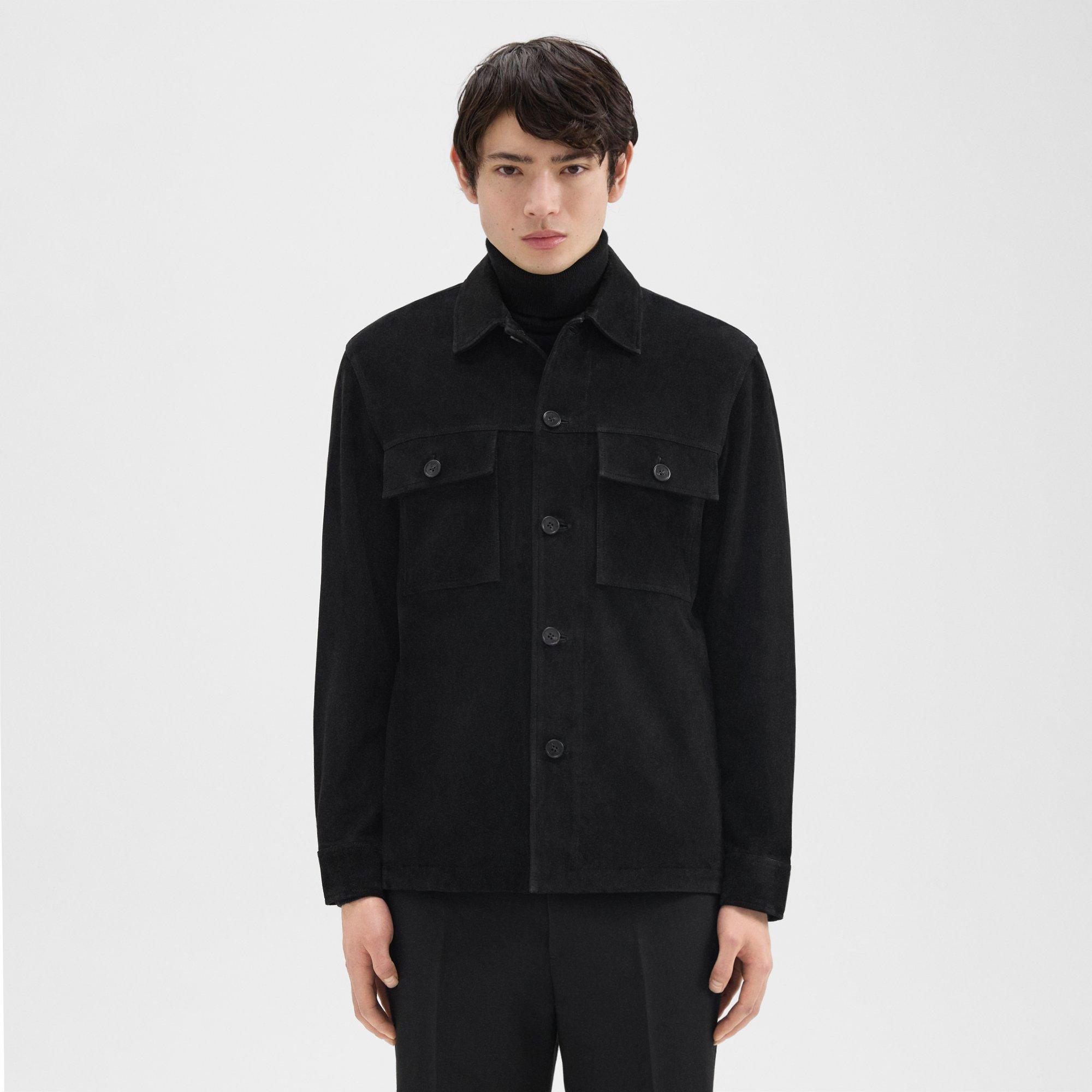 Theory Closson Military Jacket In Suede In Black