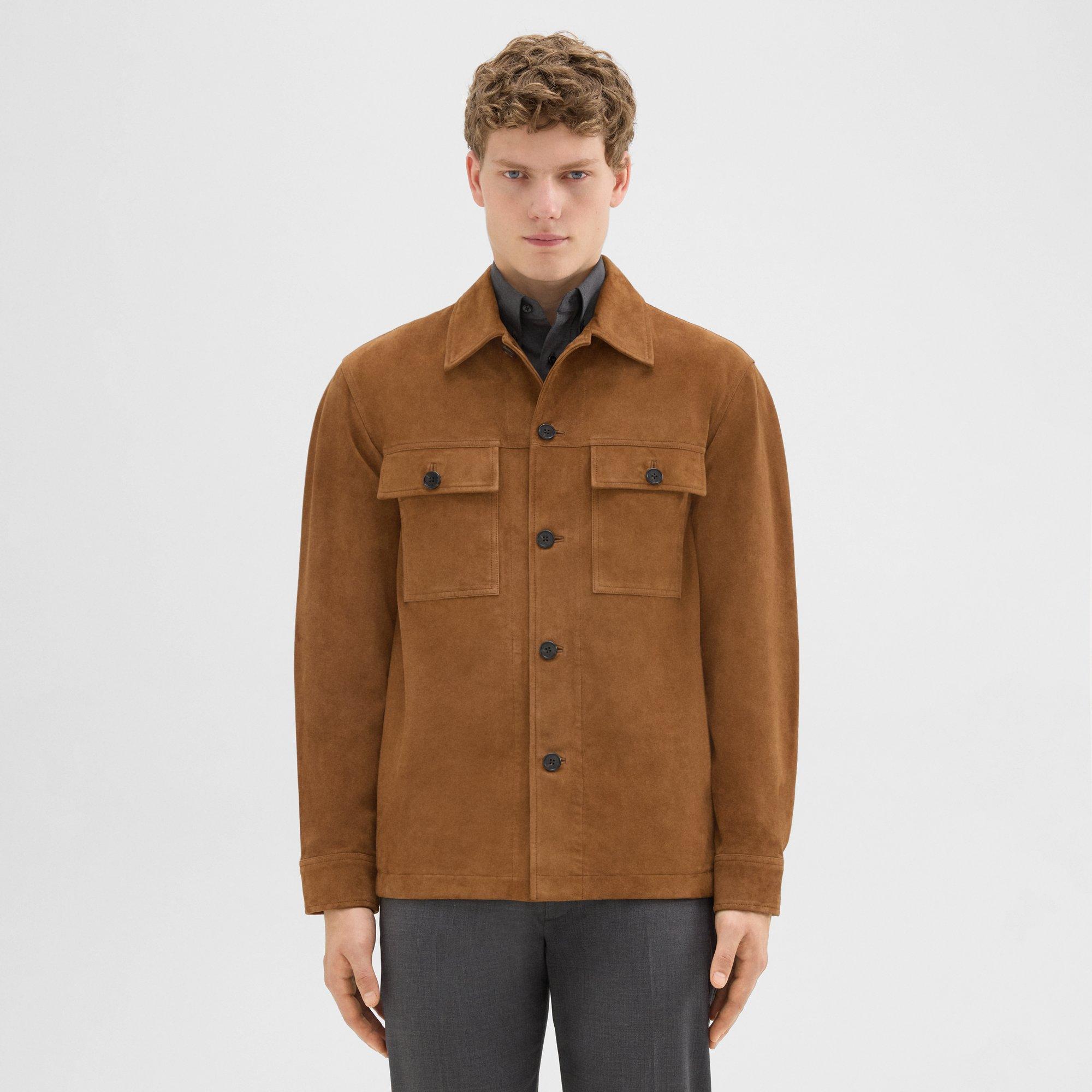 Theory Closson Military Jacket In Suede In Teak