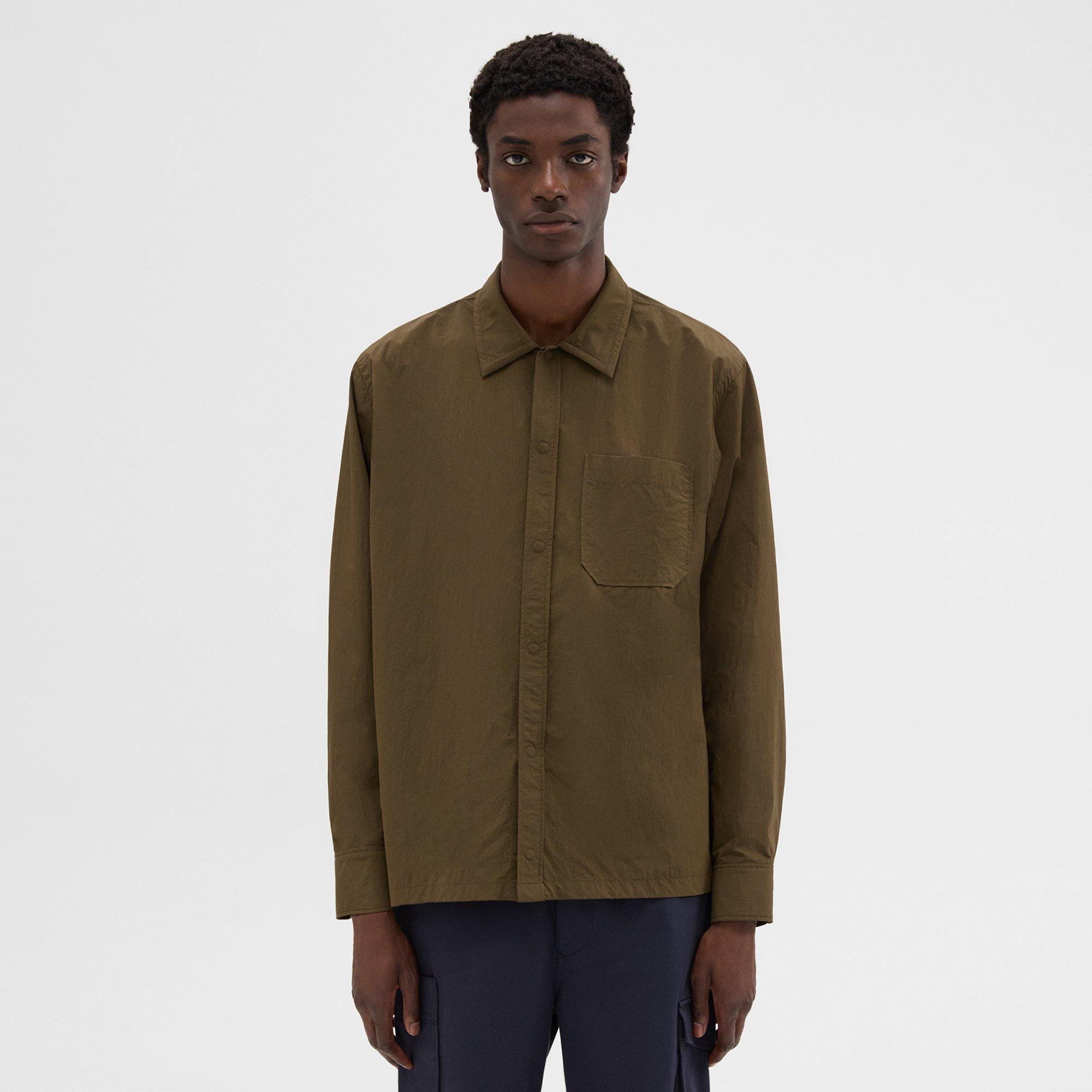 Theory Feather Nylon Shirt In Olive