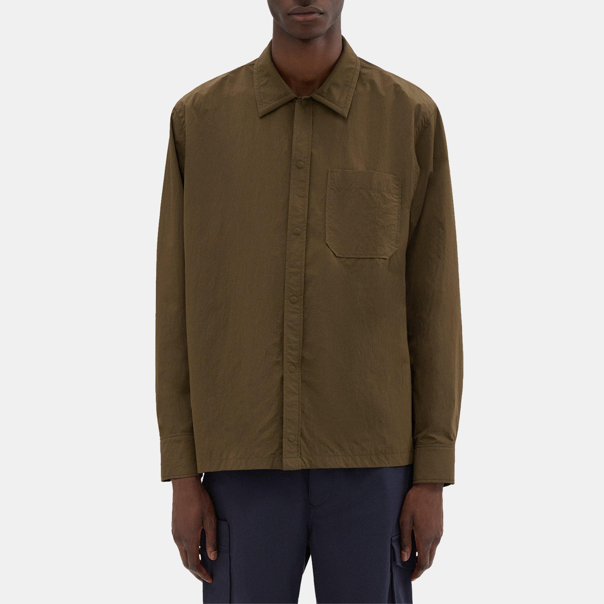 Theory Feather Nylon Shirt In Green