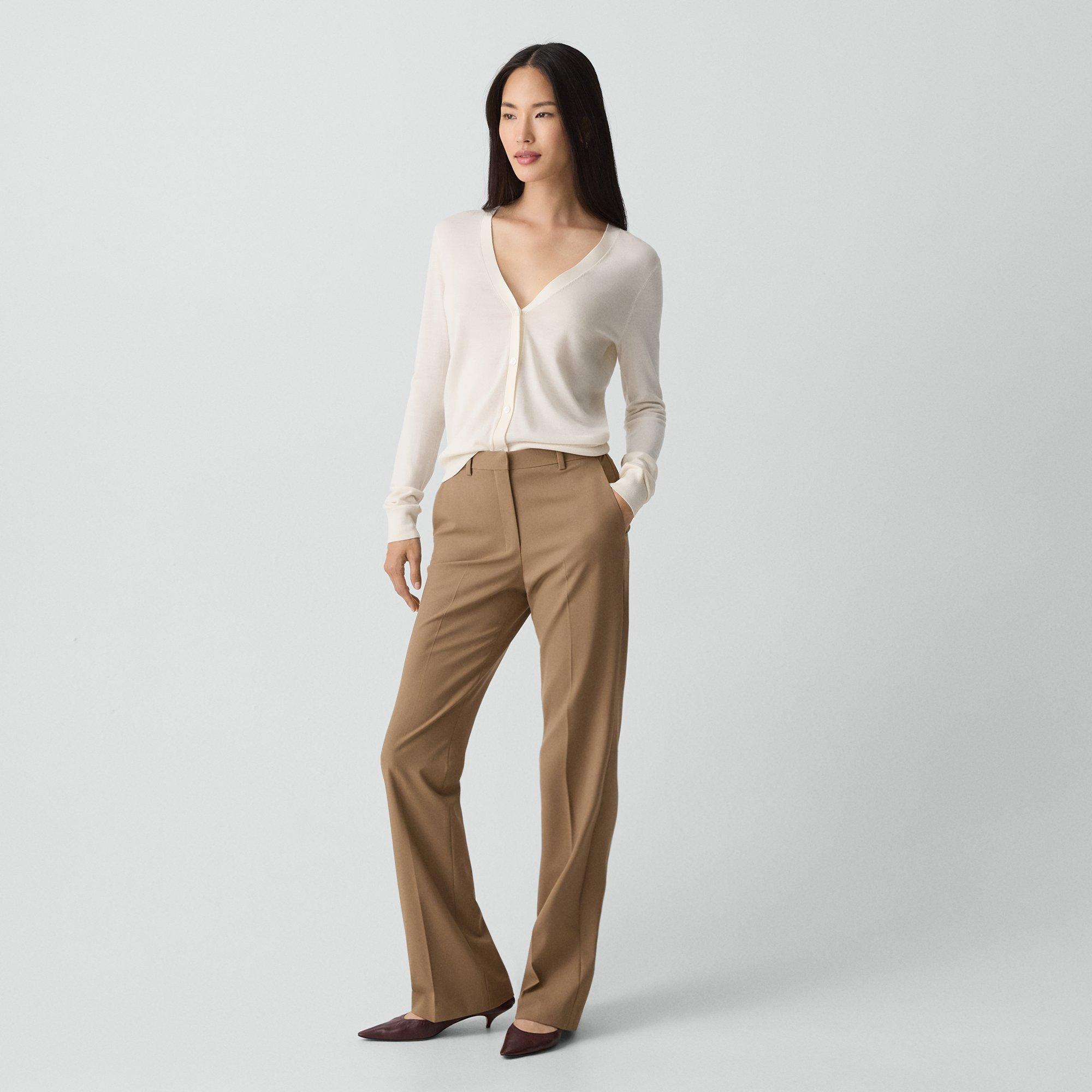 Theory Flared Pant, 34'' In Good Wool In Brown