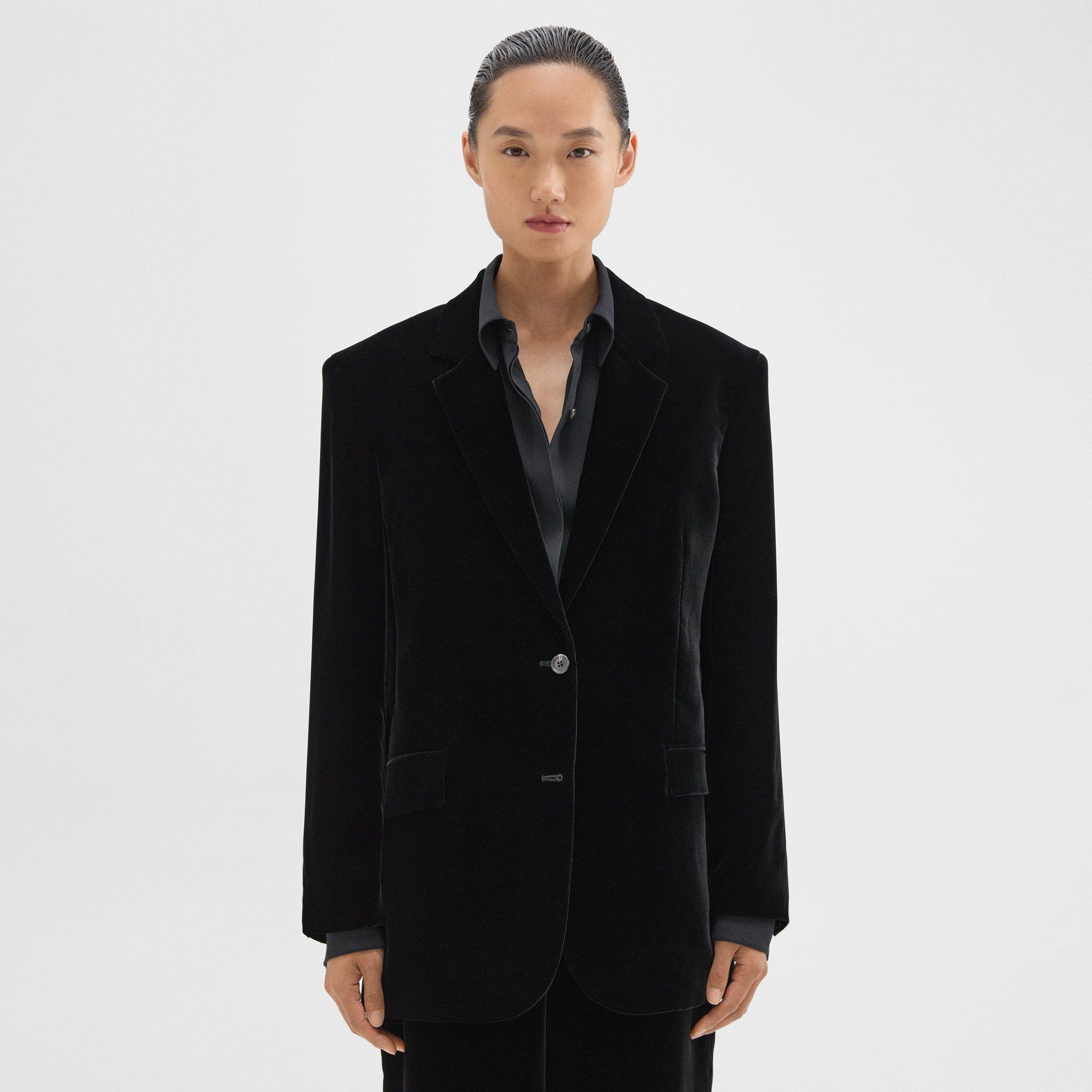 Theory Velvet Slim Blazer In Black