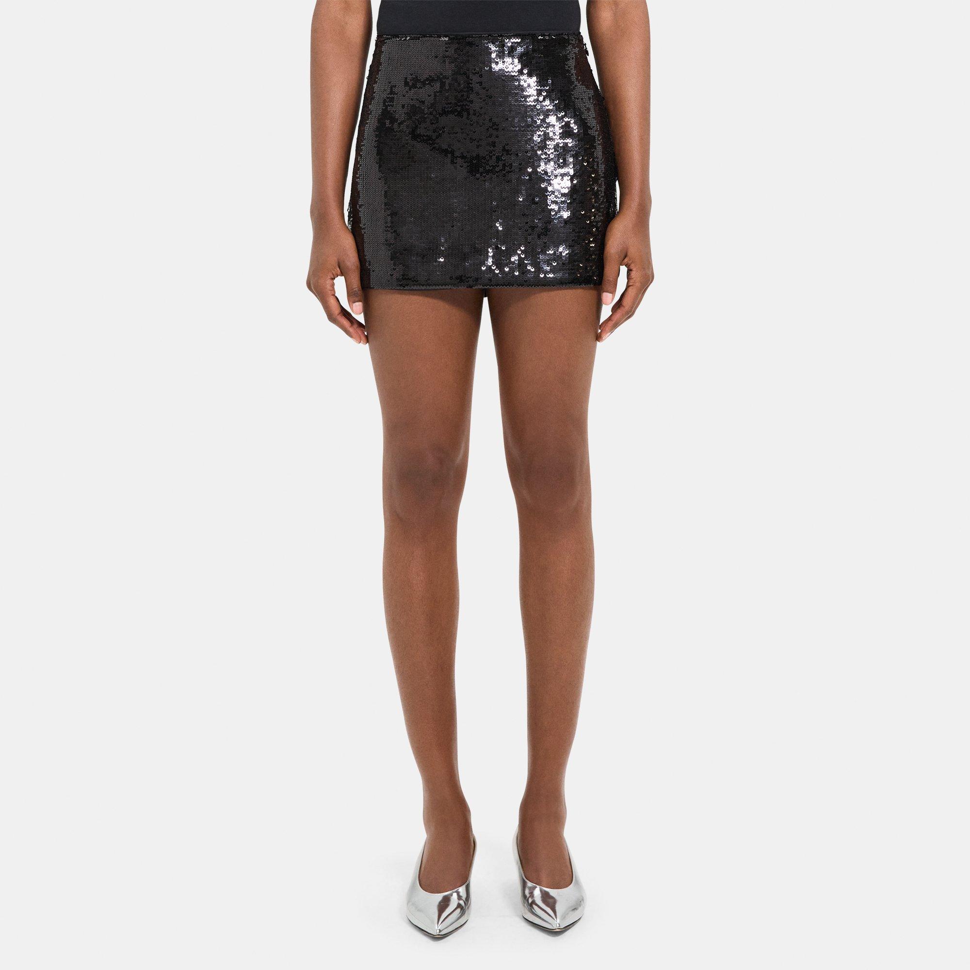 Theory Sequin Slice Mini Skirt In Black