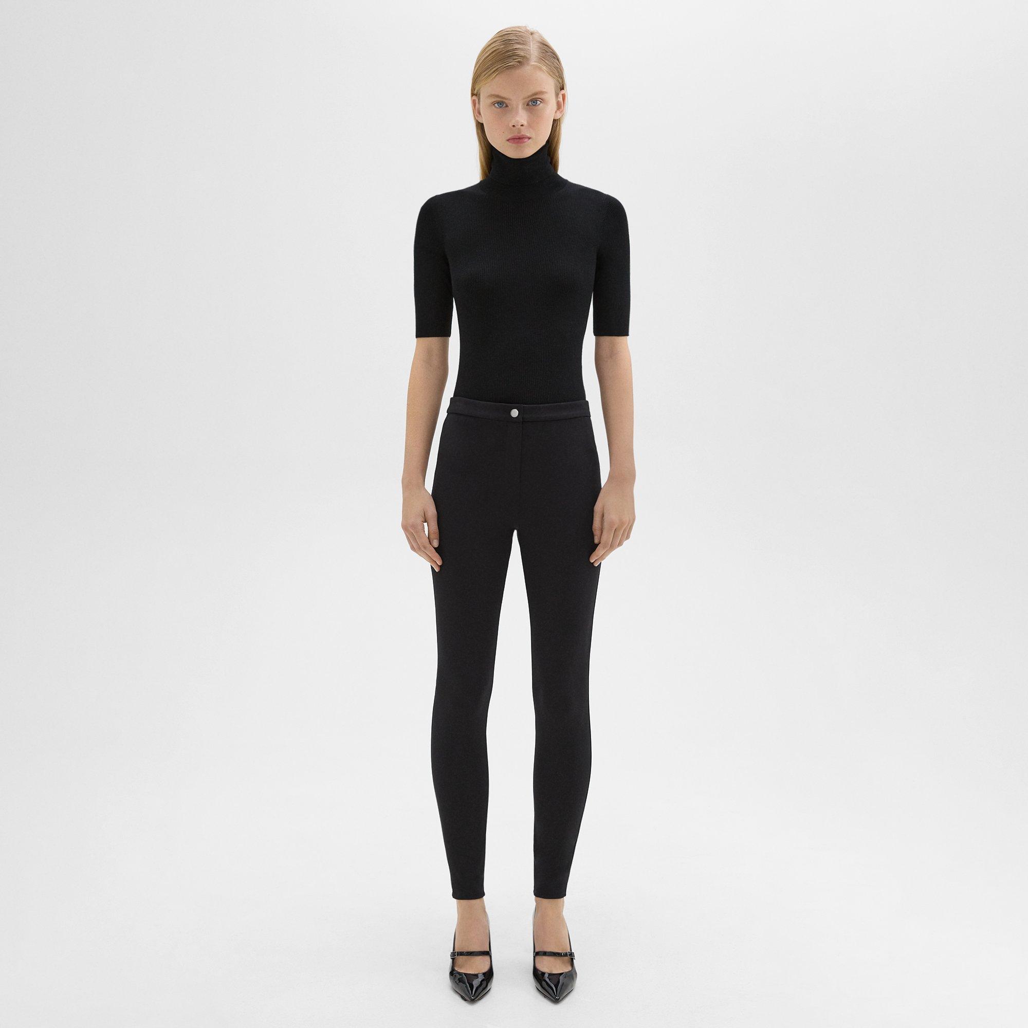 Theory Skinny Pant In Compact Knit Jersey In Black