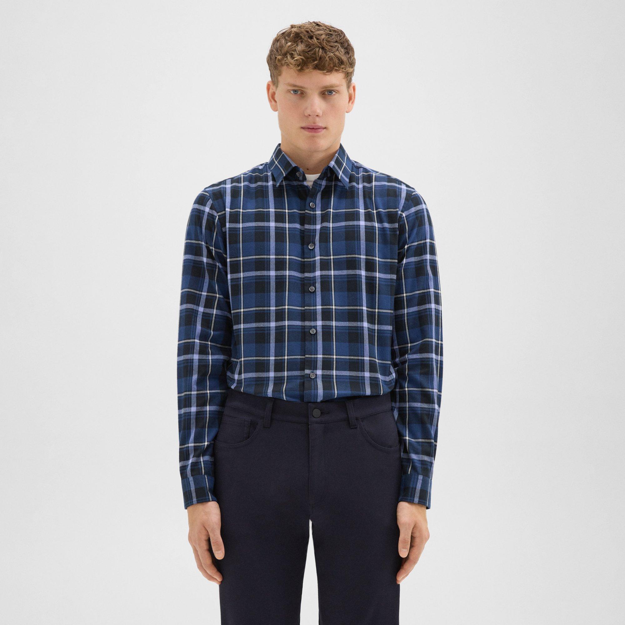 THEORY IRVING SHIRT IN PLAID TWILL FLANNEL