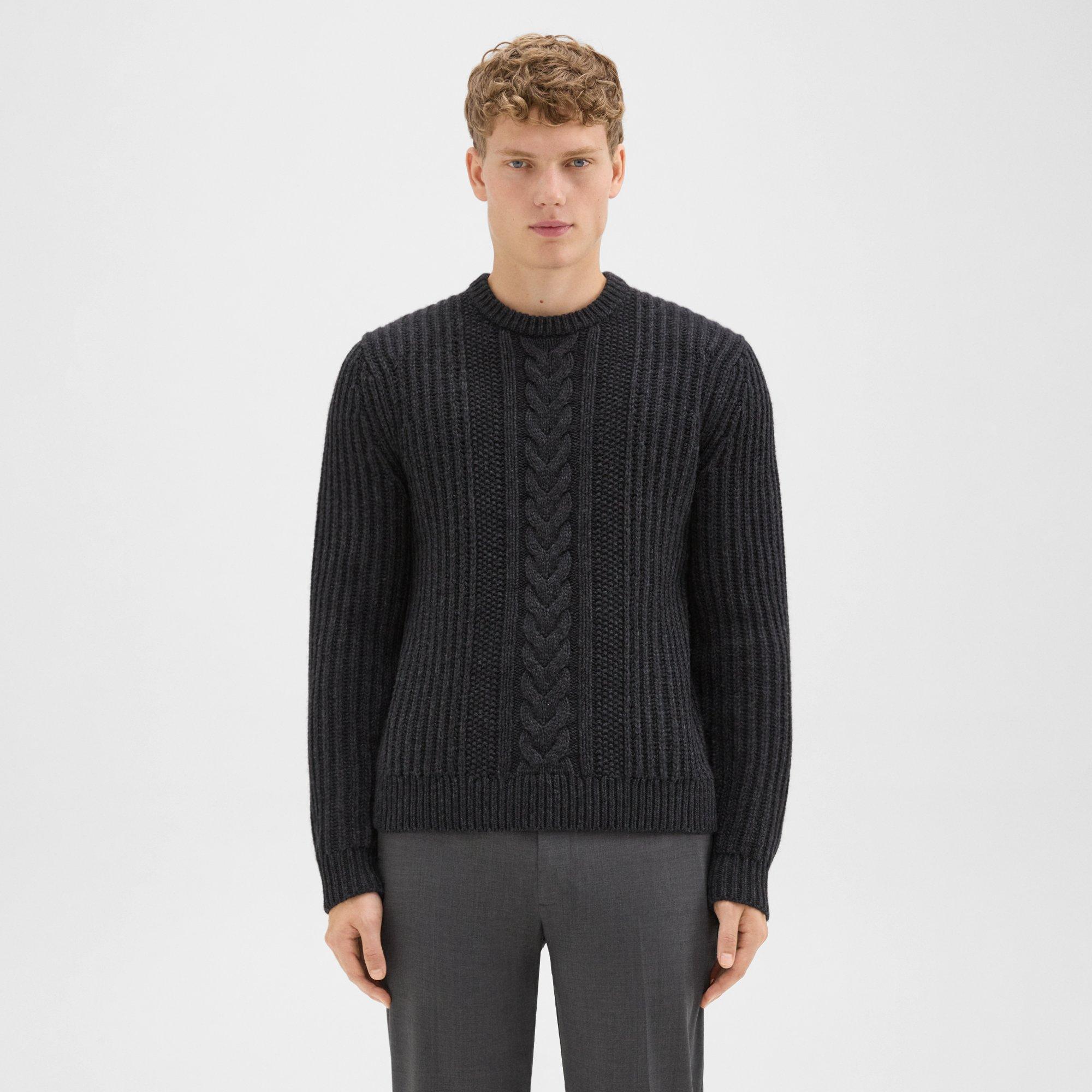 THEORY VILARE CABLE KNIT SWEATER IN DANE WOOL