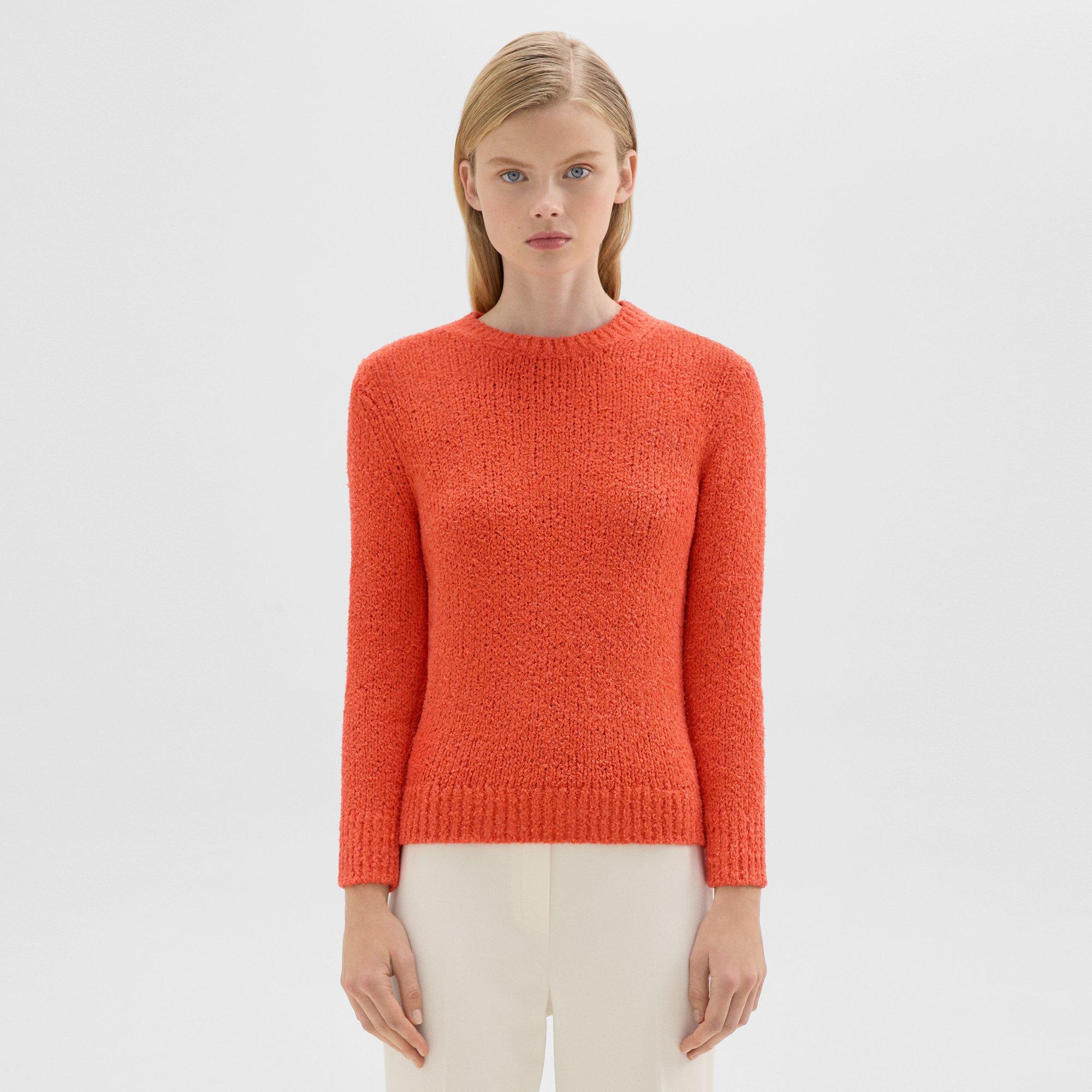 Theory Shrunken Crewneck Sweater In Paprika