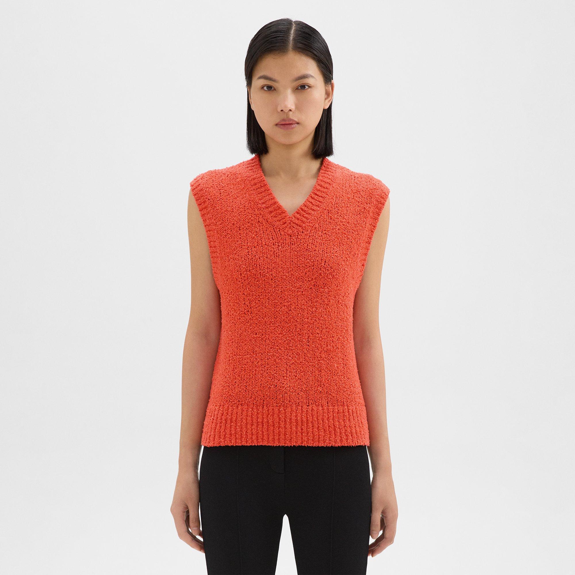 Theory Oversized Sweater Vest In Feather Cotton-blend In Paprika