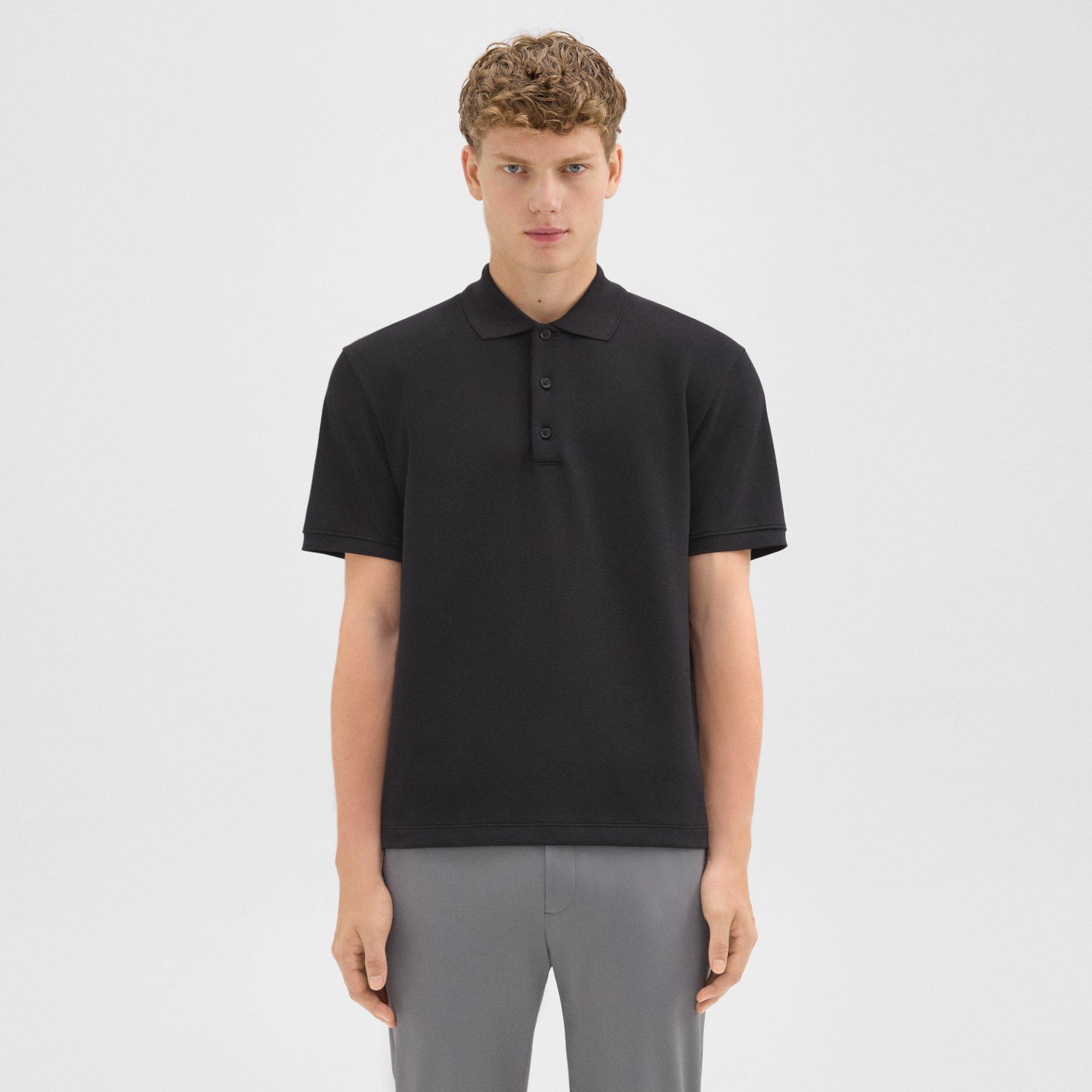 Shop Theory Jocelin Polo Shirt In Studio Knit Jacquard In Black