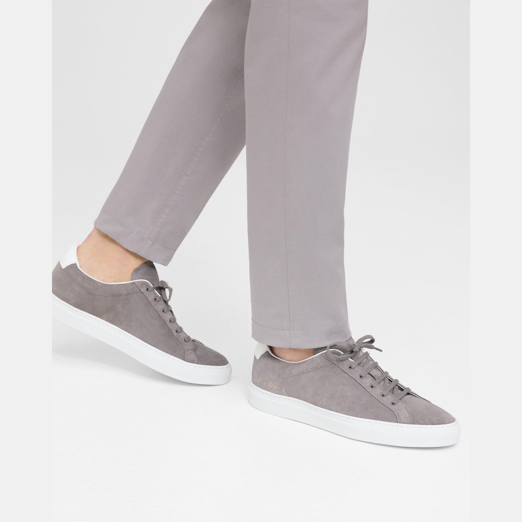 Theory Common Projects Menâs Retro Low-top Sneakers In Warm Grey