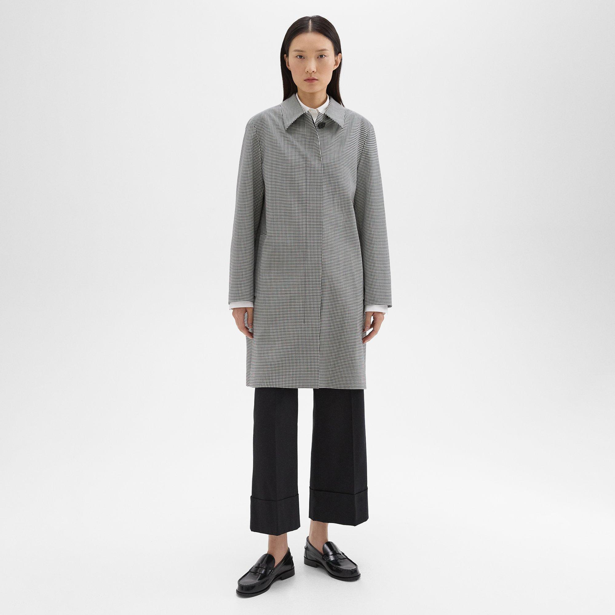 Theory Wool-blend Check Car Coat In Black Multi