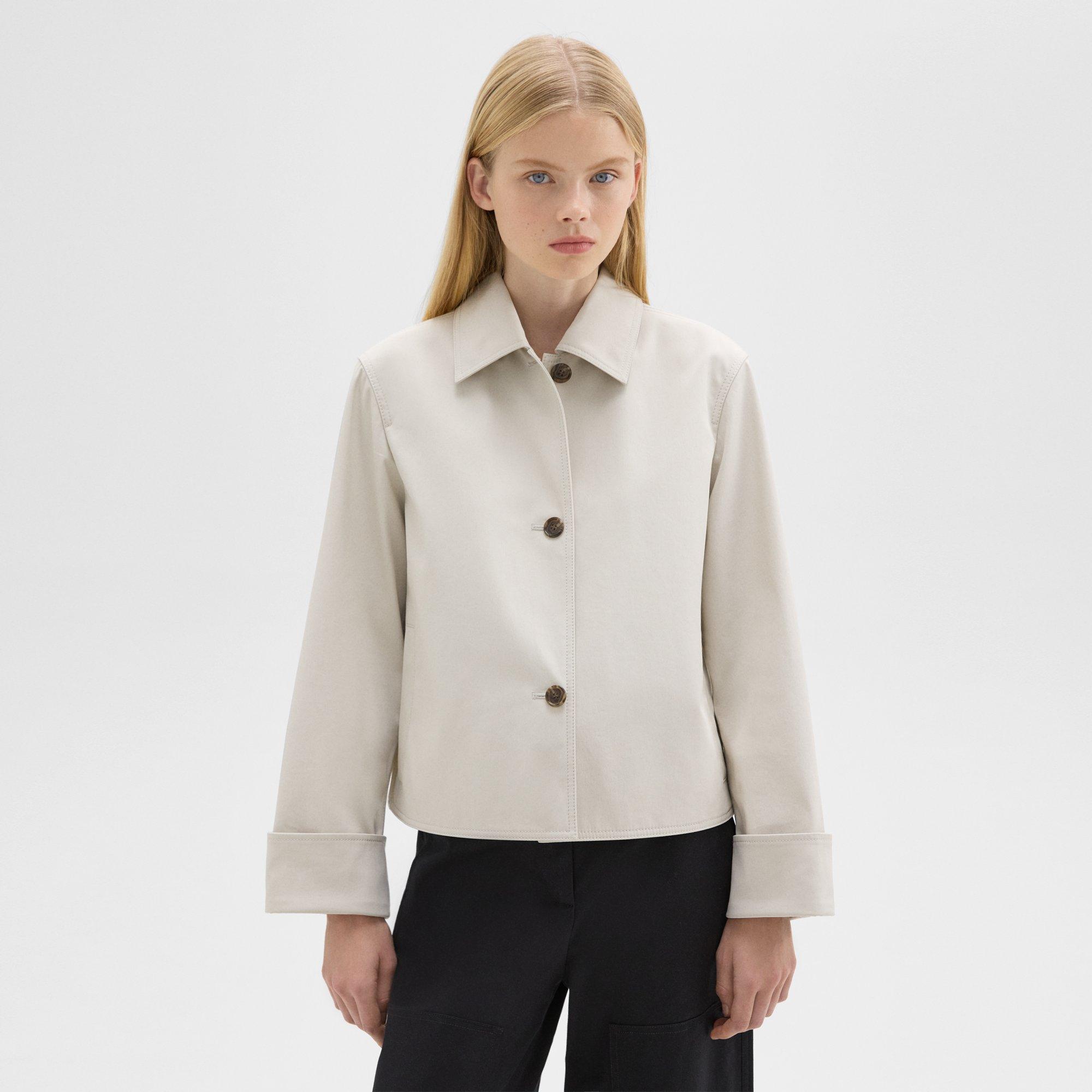 Shop Theory Cuffed Oversize Jacket In Cotton-blend In Sand