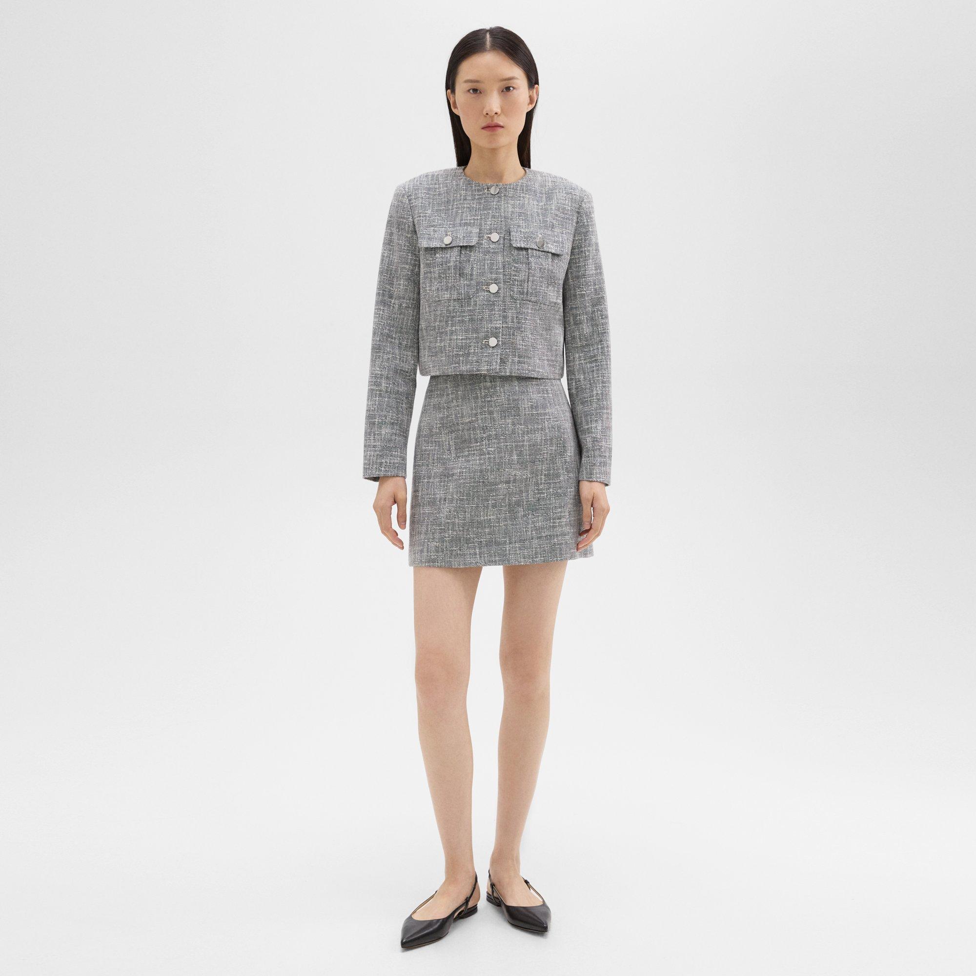 Theory Tweed Mini Skirt In Black Multi