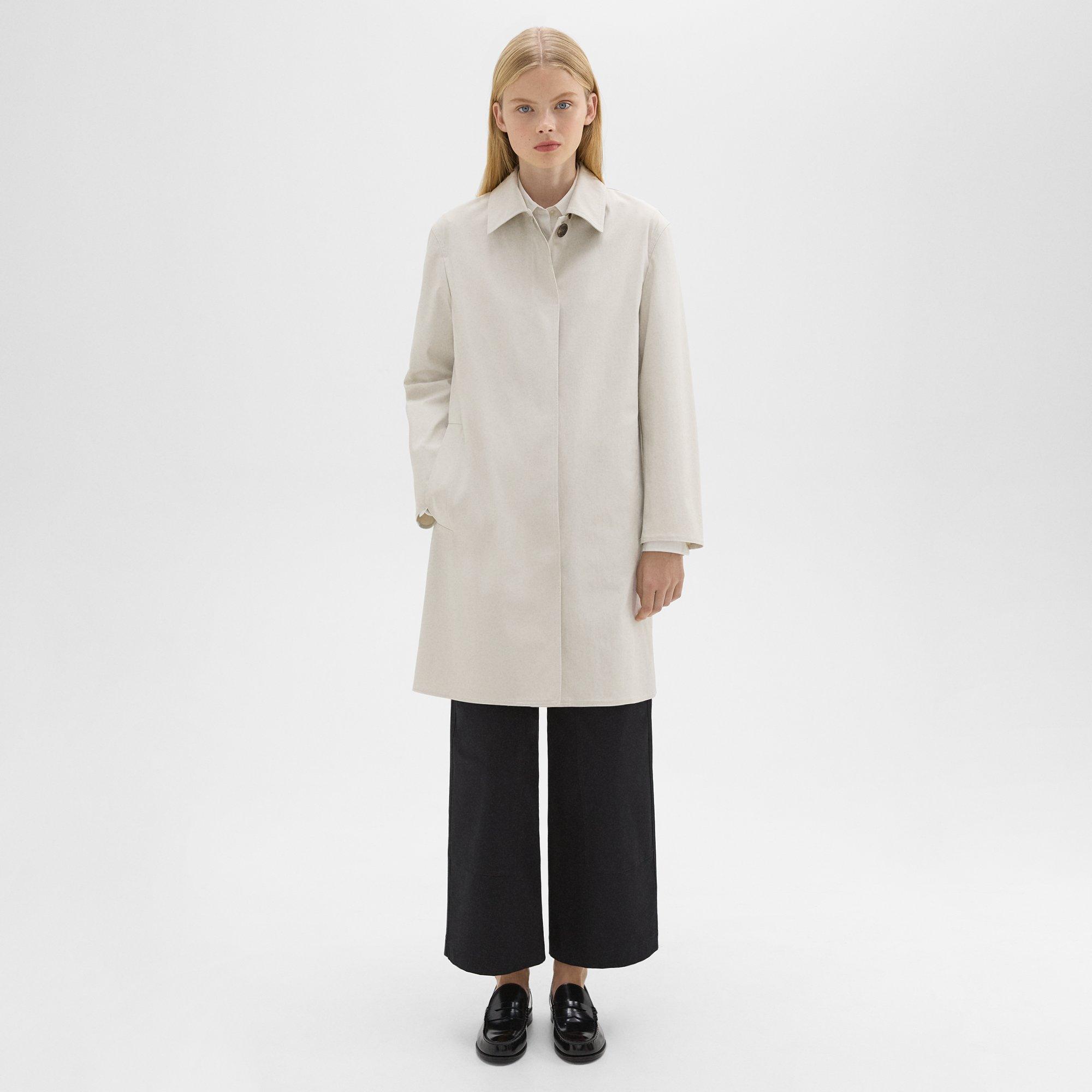 Theory Car Coat In Cotton-blend In Sand