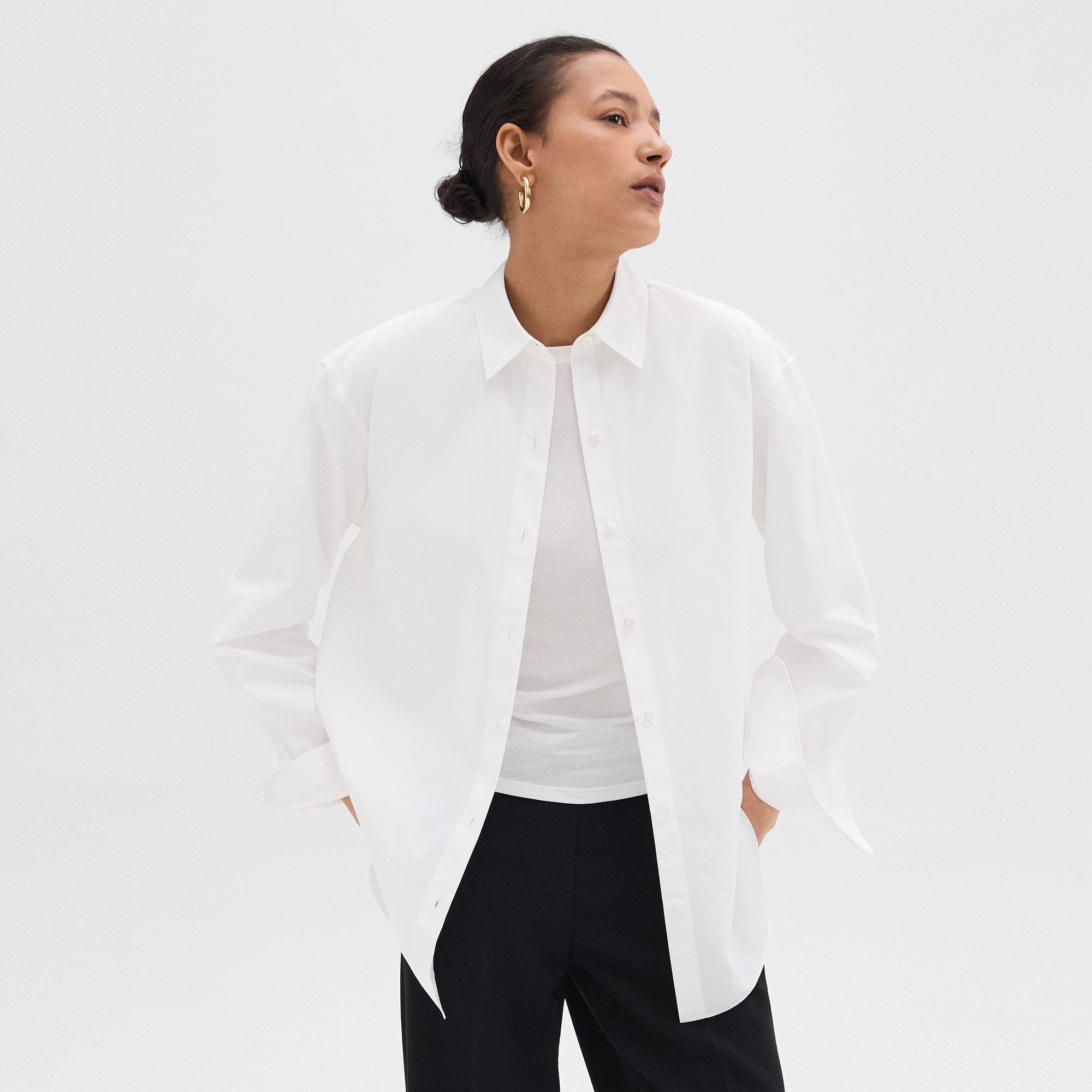 Theory Boyfriend Shirt In Good Cotton In White