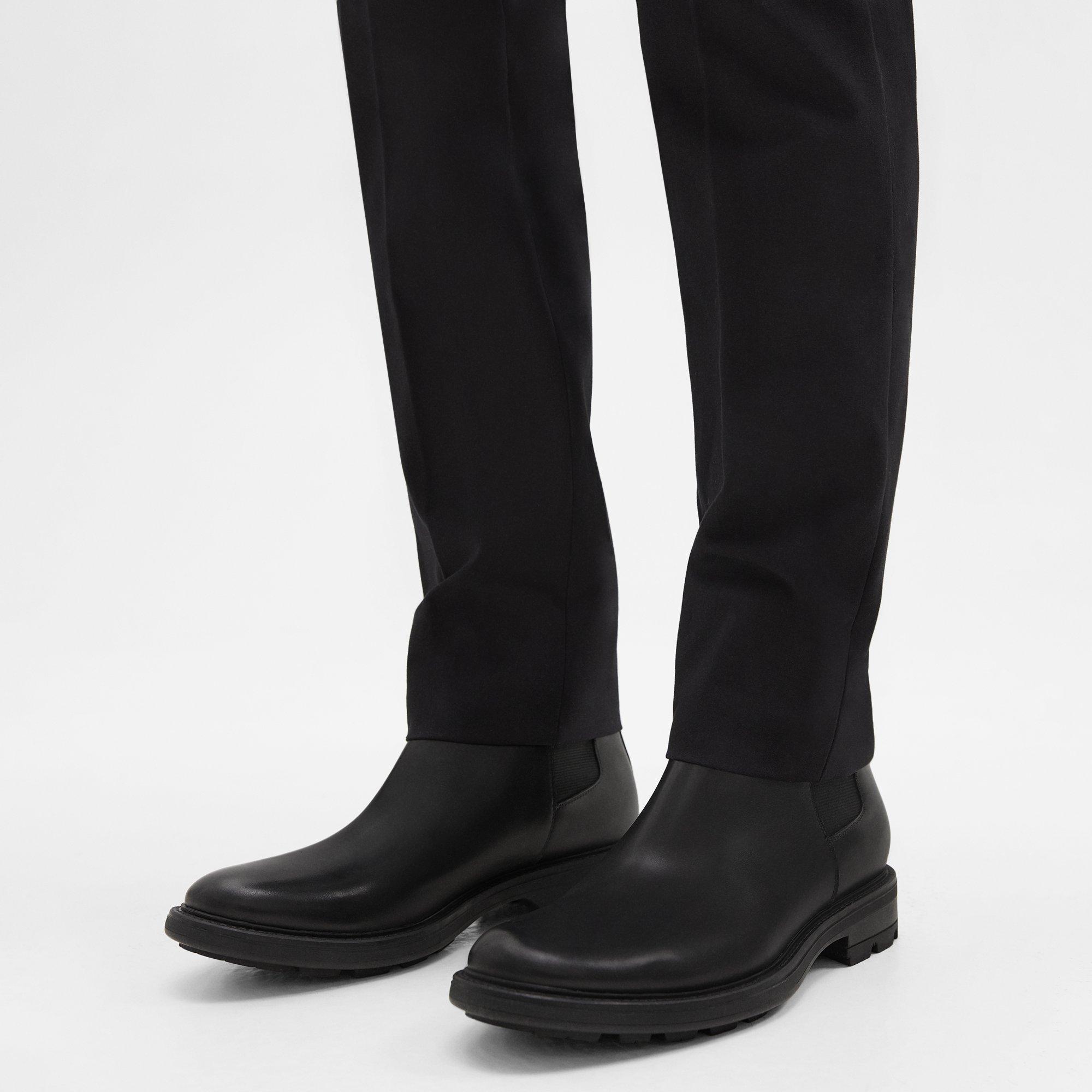 Shop Theory Chelsea Boot In Leather In Black
