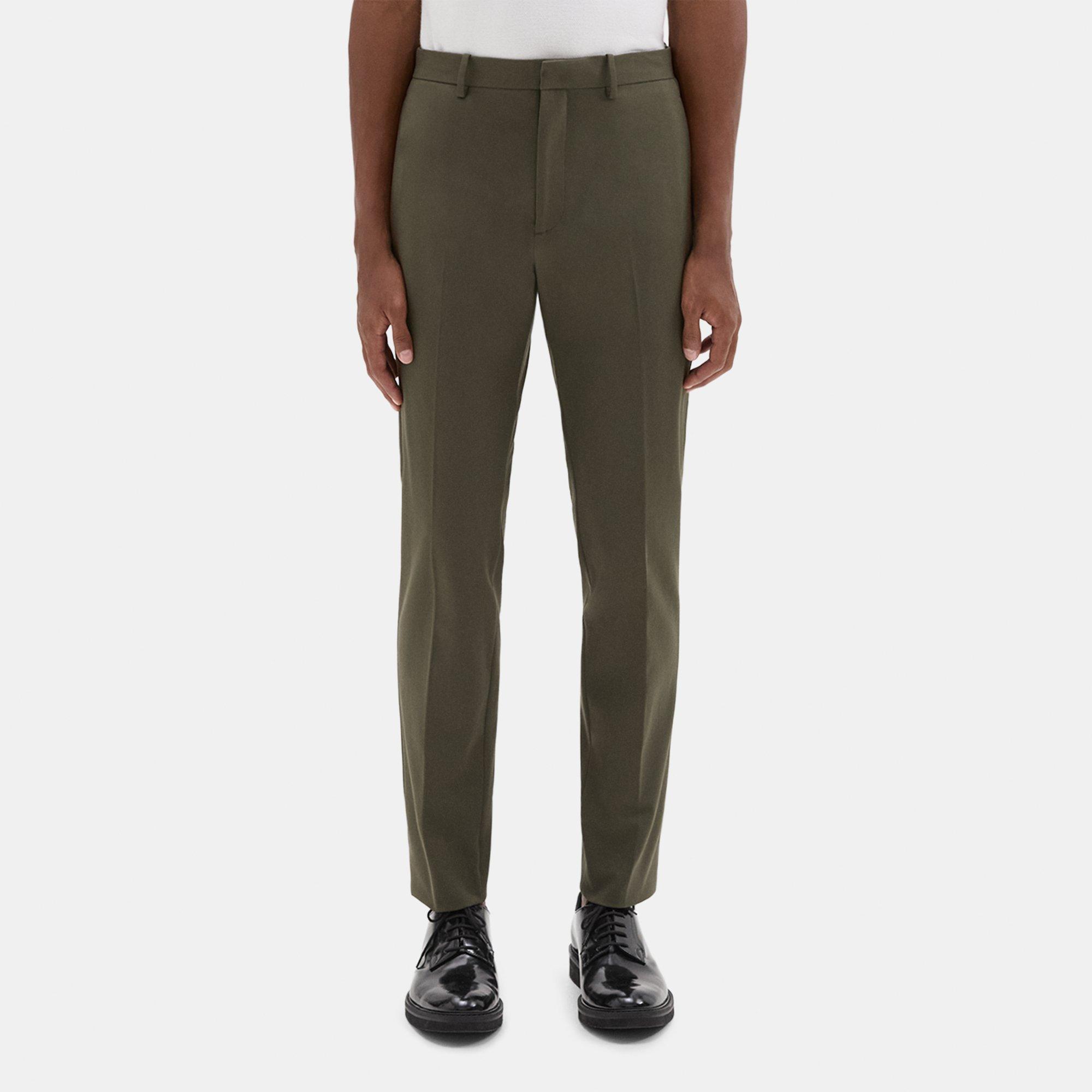 Theory Zaine Pant In Stretch Cotton In Dark Olive