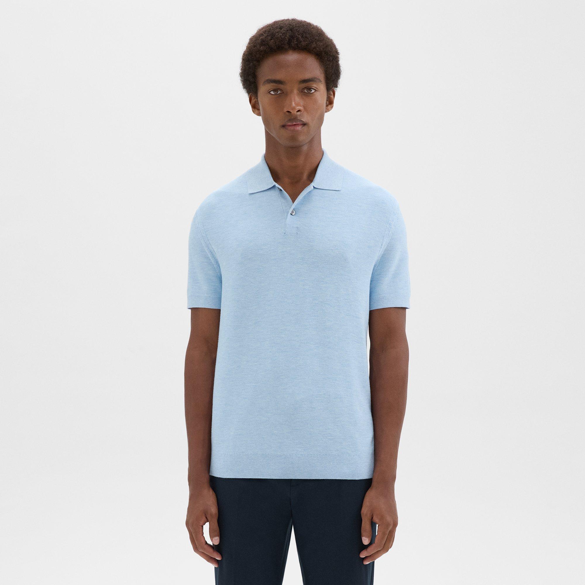 Theory Goris Polo Shirt In Light Bilen In Skylight Melange