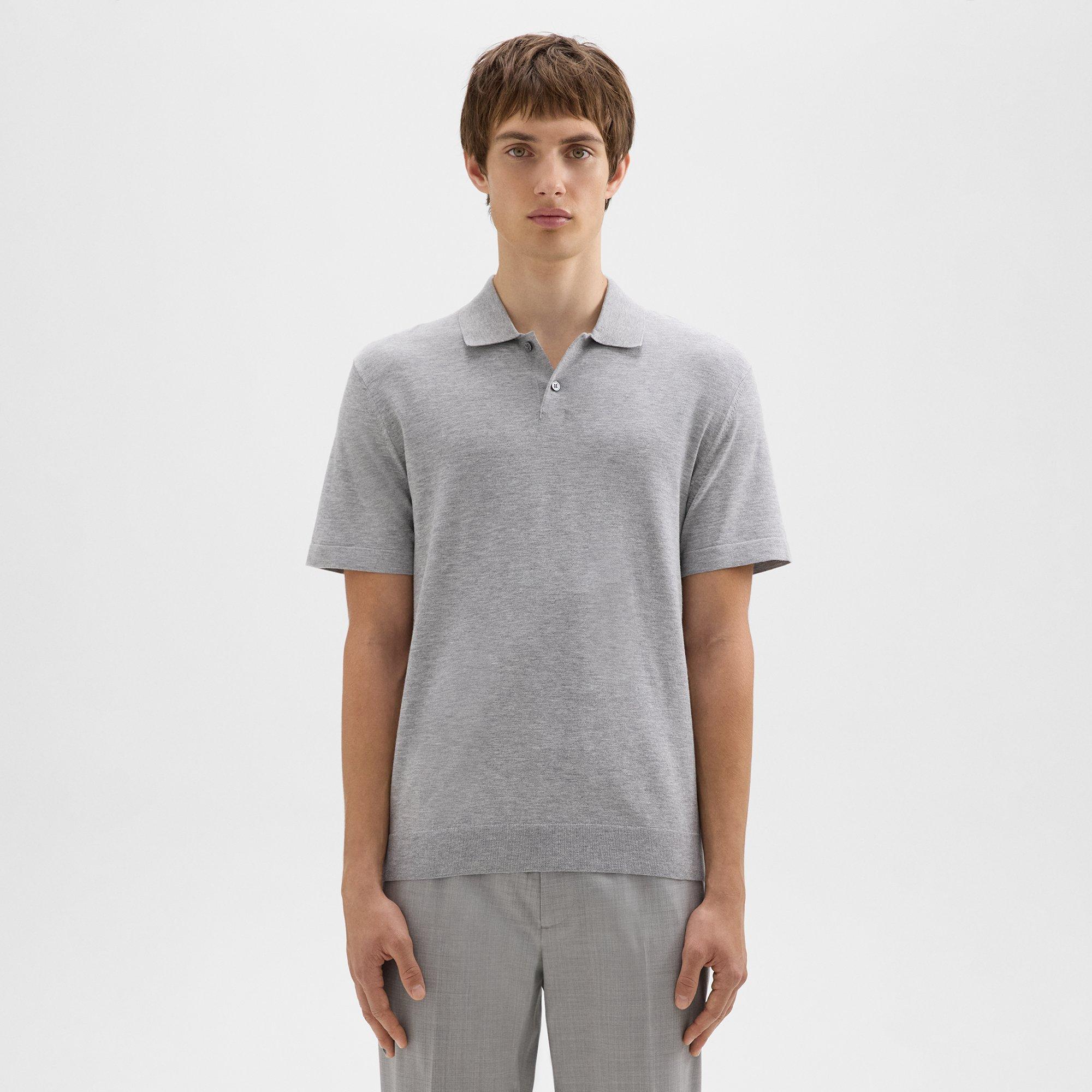 Shop Theory Goris Polo Shirt In Light Bilen In Light Grey Heather