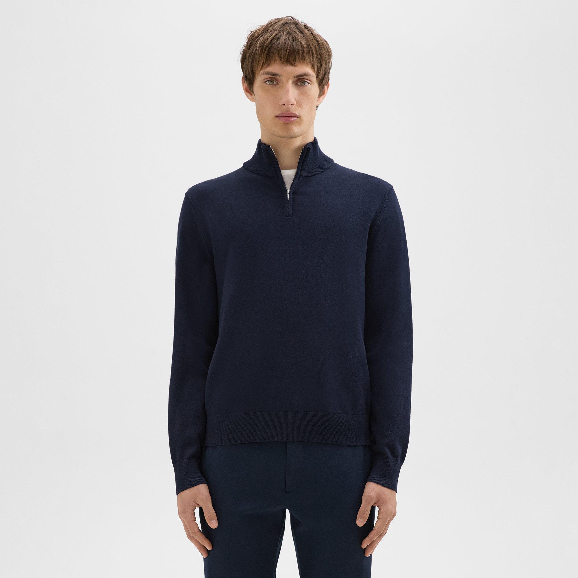 Theory Riland Quarter-zip Sweater In Light Bilen In Baltic