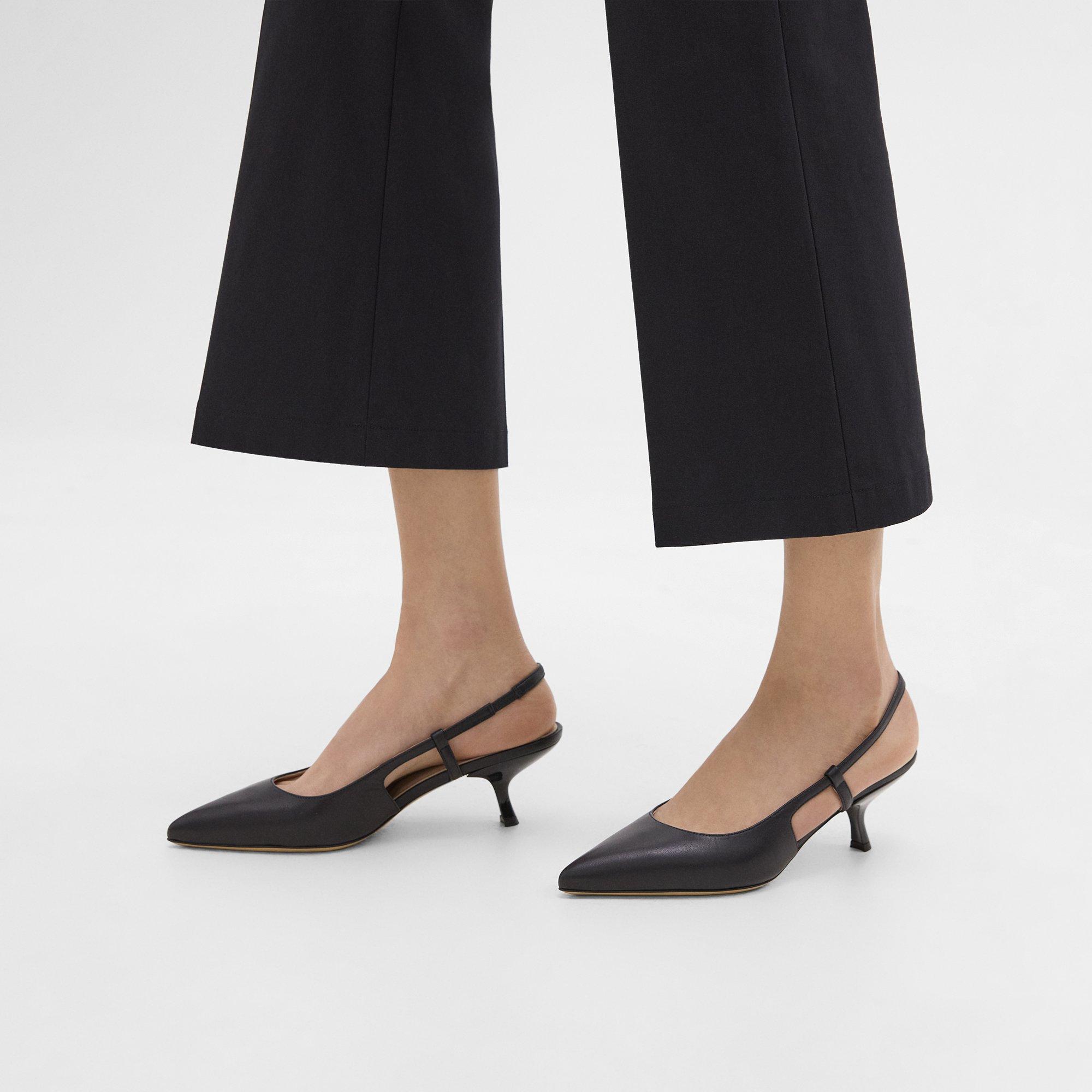 Shop Theory Micro Slingback Pump In Leather In Black