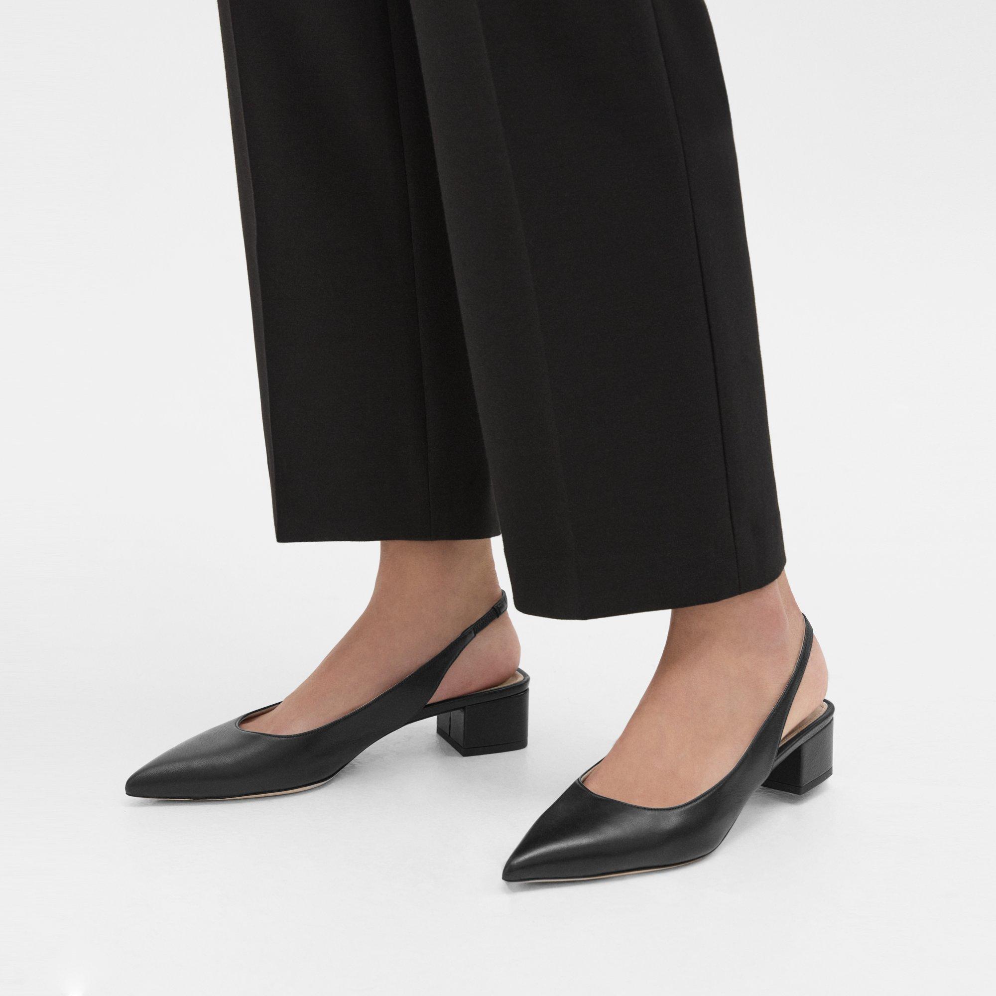Theory Slingback Pump In Leather In Black