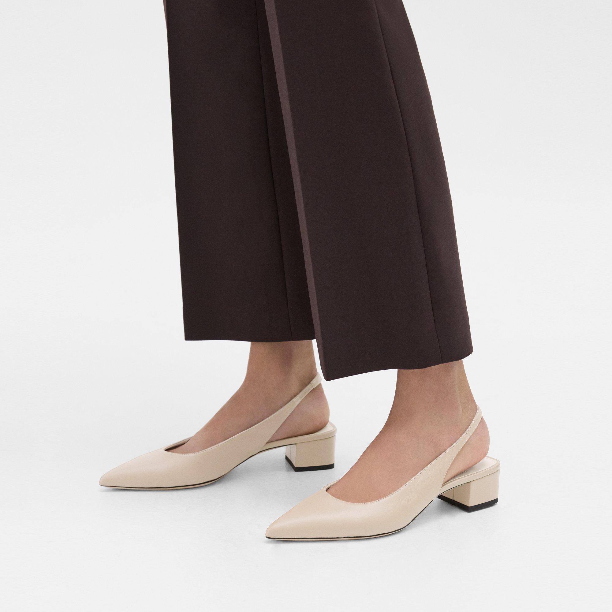 Theory Slingback Pump In Leather In Light Nude