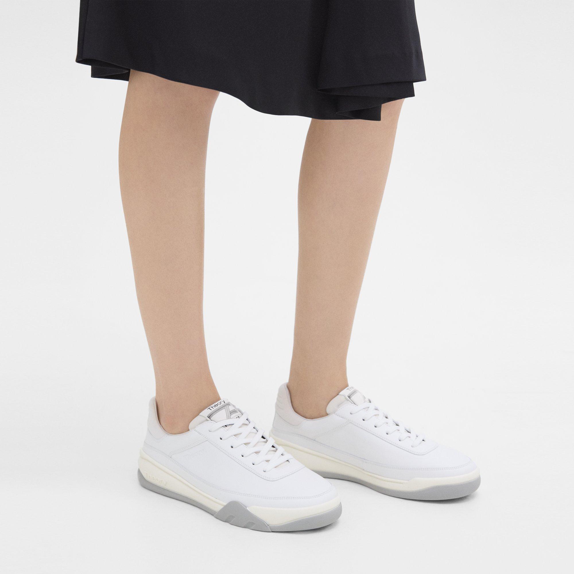 Shop Theory Leather Sneaker In White