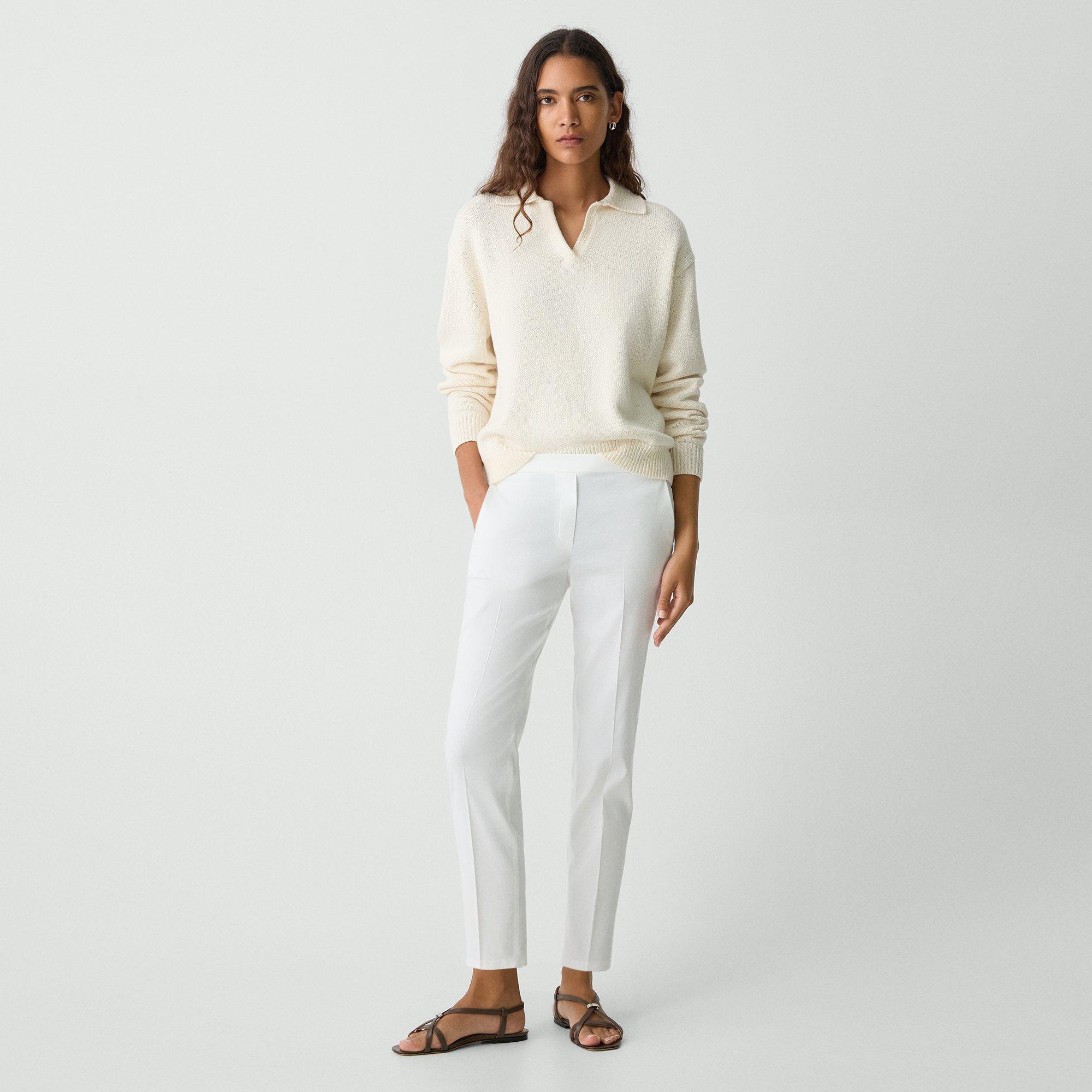 Shop Theory Treeca Pull-on Pant In Good Linen In White