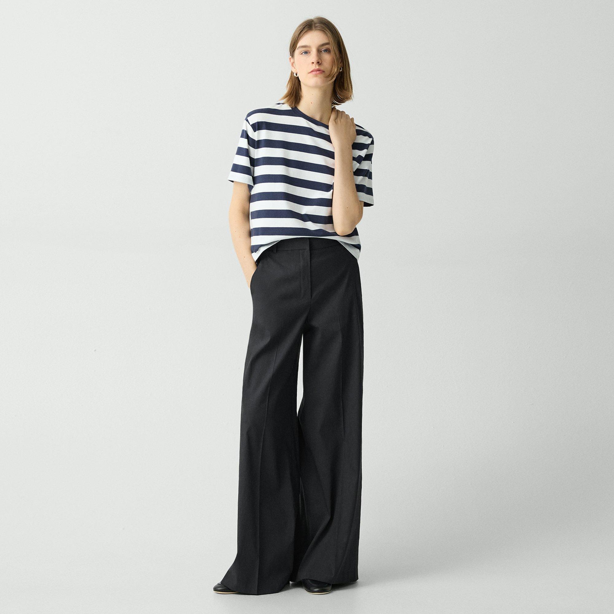 Theory High-waist Wide-leg Pant In Good Linen In Black