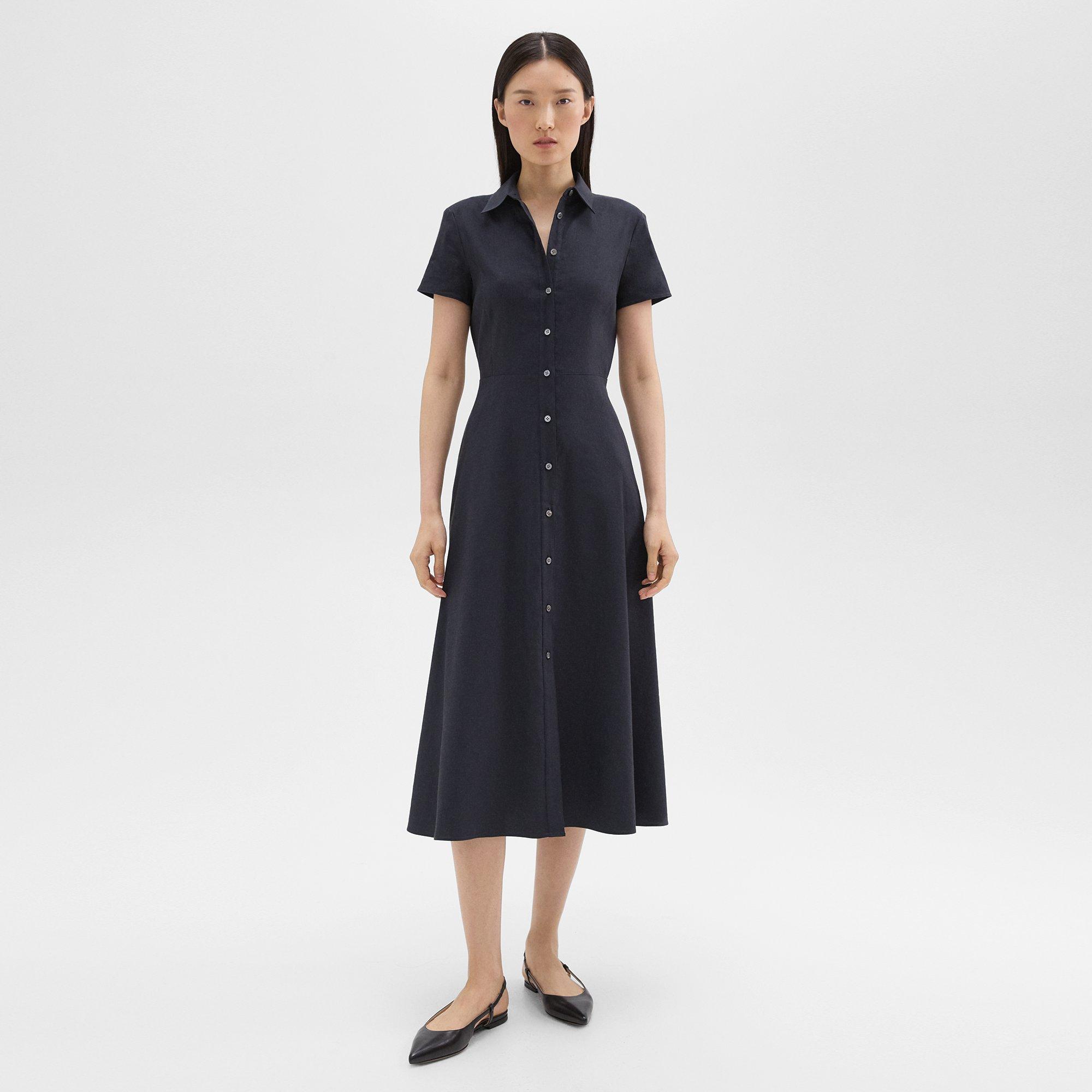 Shop Theory Midi Shirt Dress In Good Linen In Concord